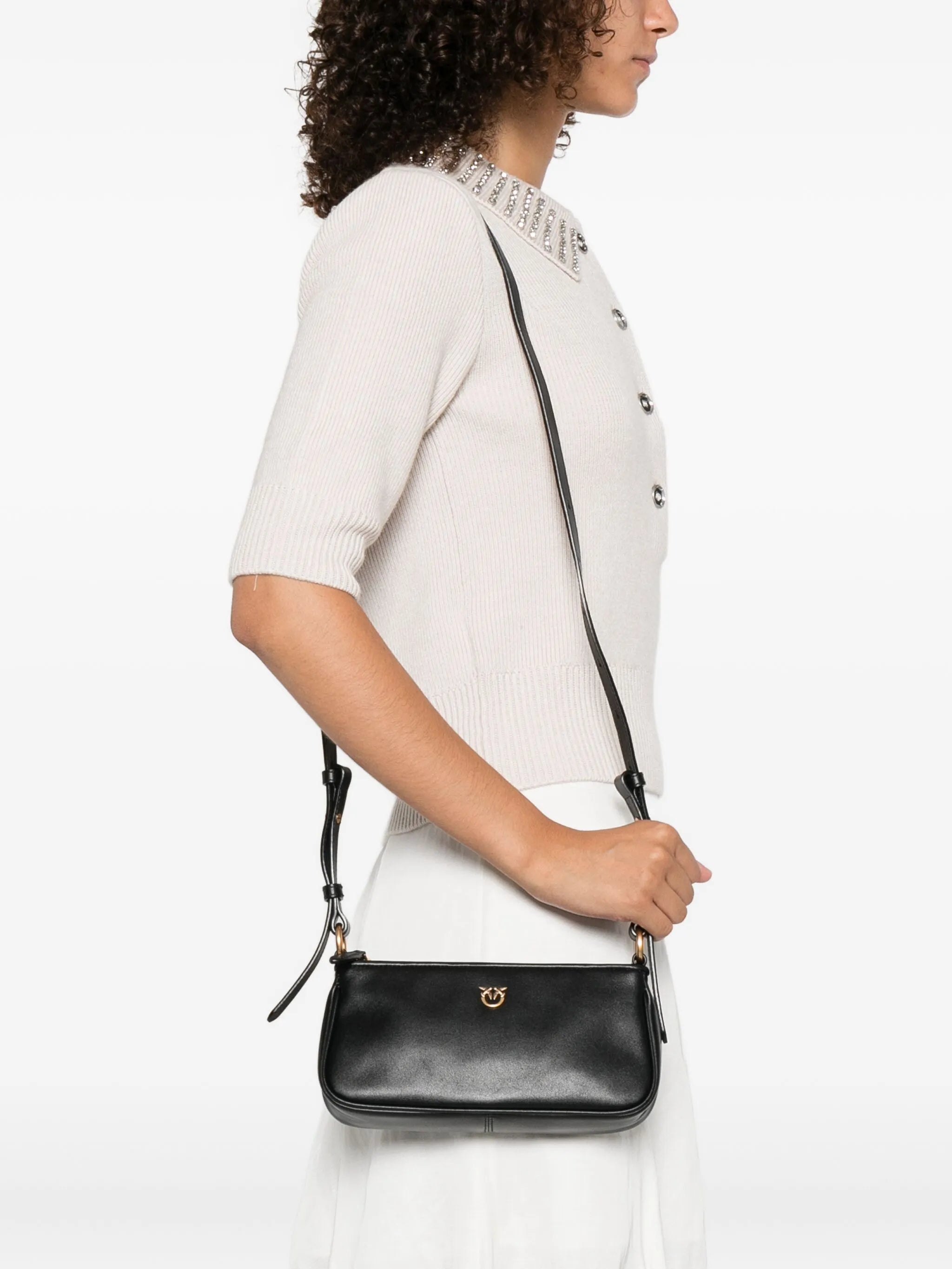 Pinko Pinko Leather Mini Half Moon Crossbody Bag, view 2