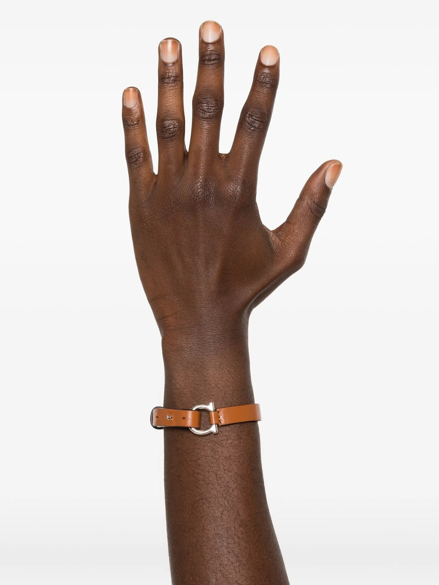Ferragamo Ferragamo Gancini Leather Bracelet, view 2