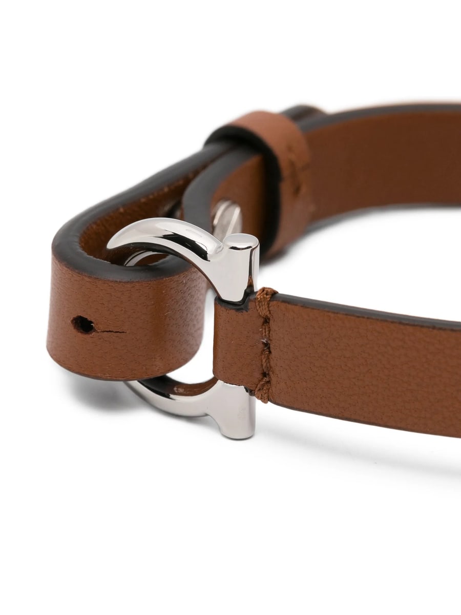 Ferragamo Ferragamo Gancini Leather Bracelet, view 3