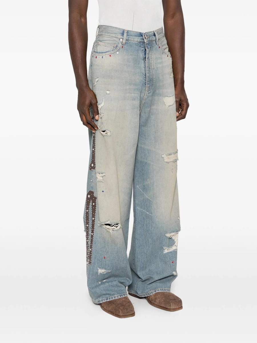 Amiri Amiri Bones Studded Baggy Jeans, view 2