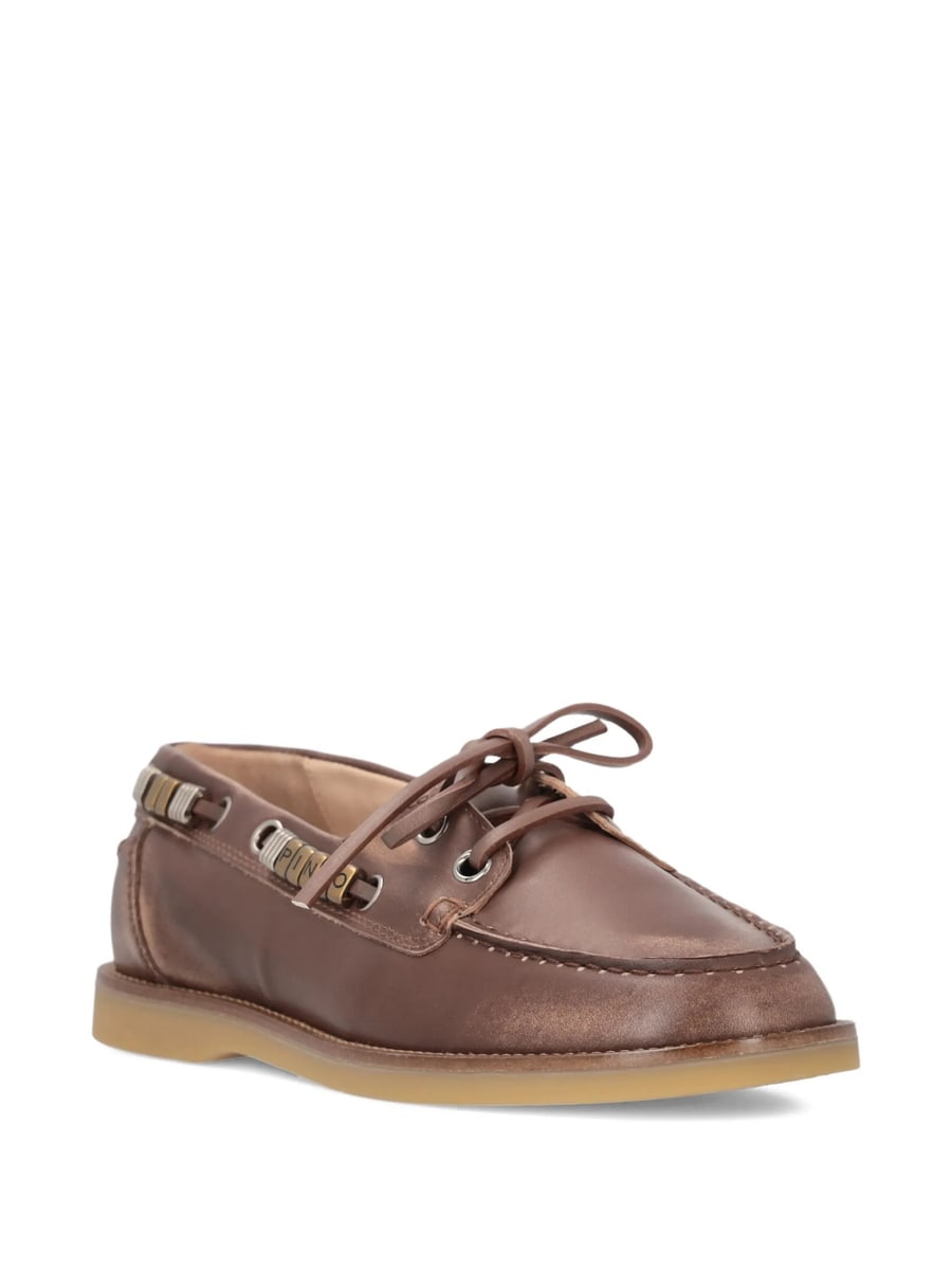 Pinko Pinko Leather Moccasins With Jewel Details, view 4