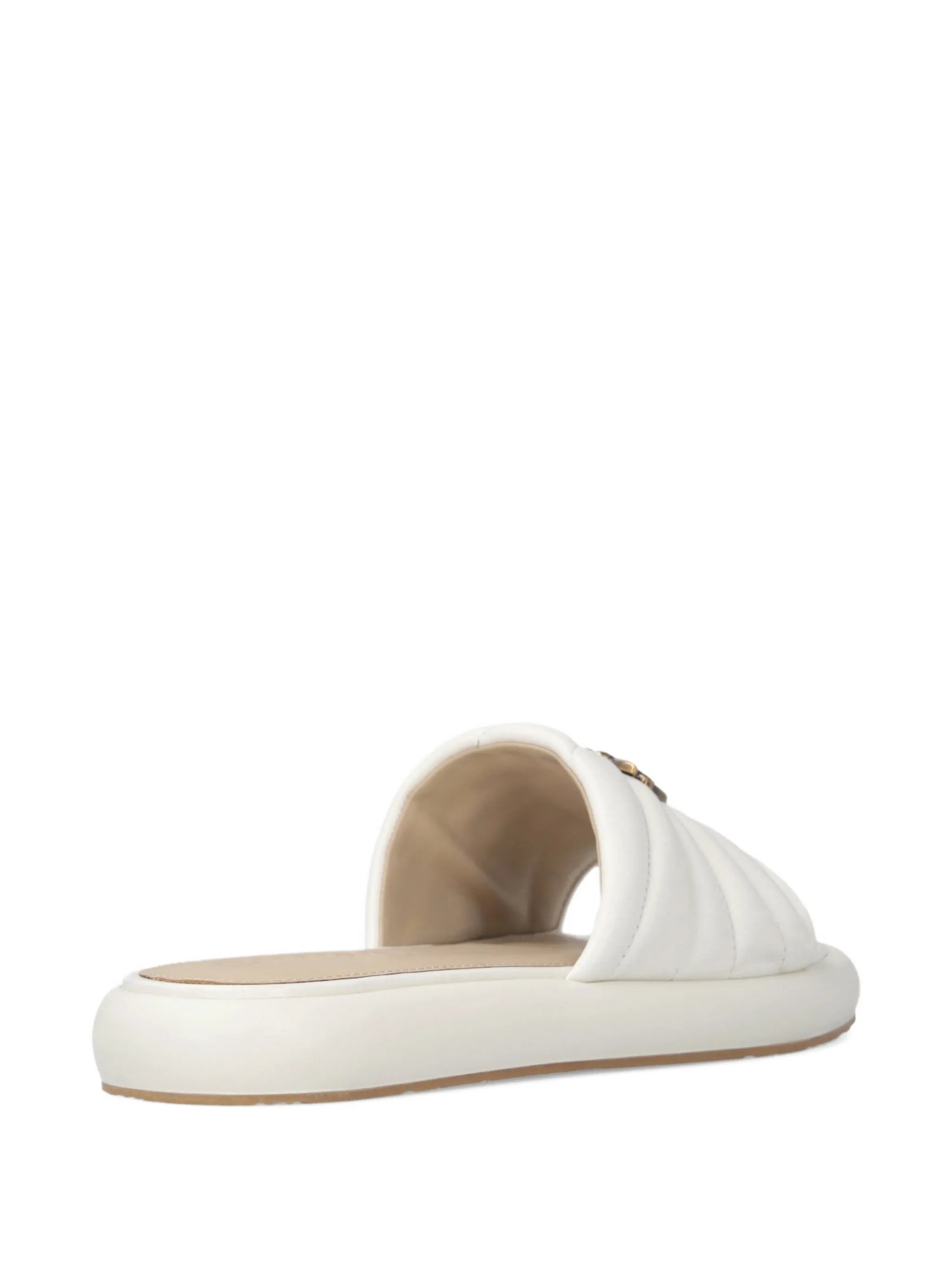 Pinko Pinko Perforated Nappa Leather Slip-on Sandals With Love Birds Logo, view 2