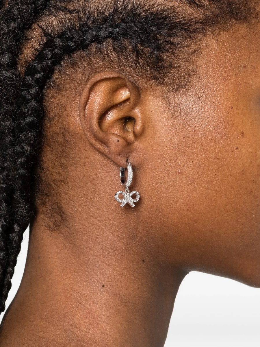self-portrait Self-portrait Crystal Bow Hoop Earrings, view 3