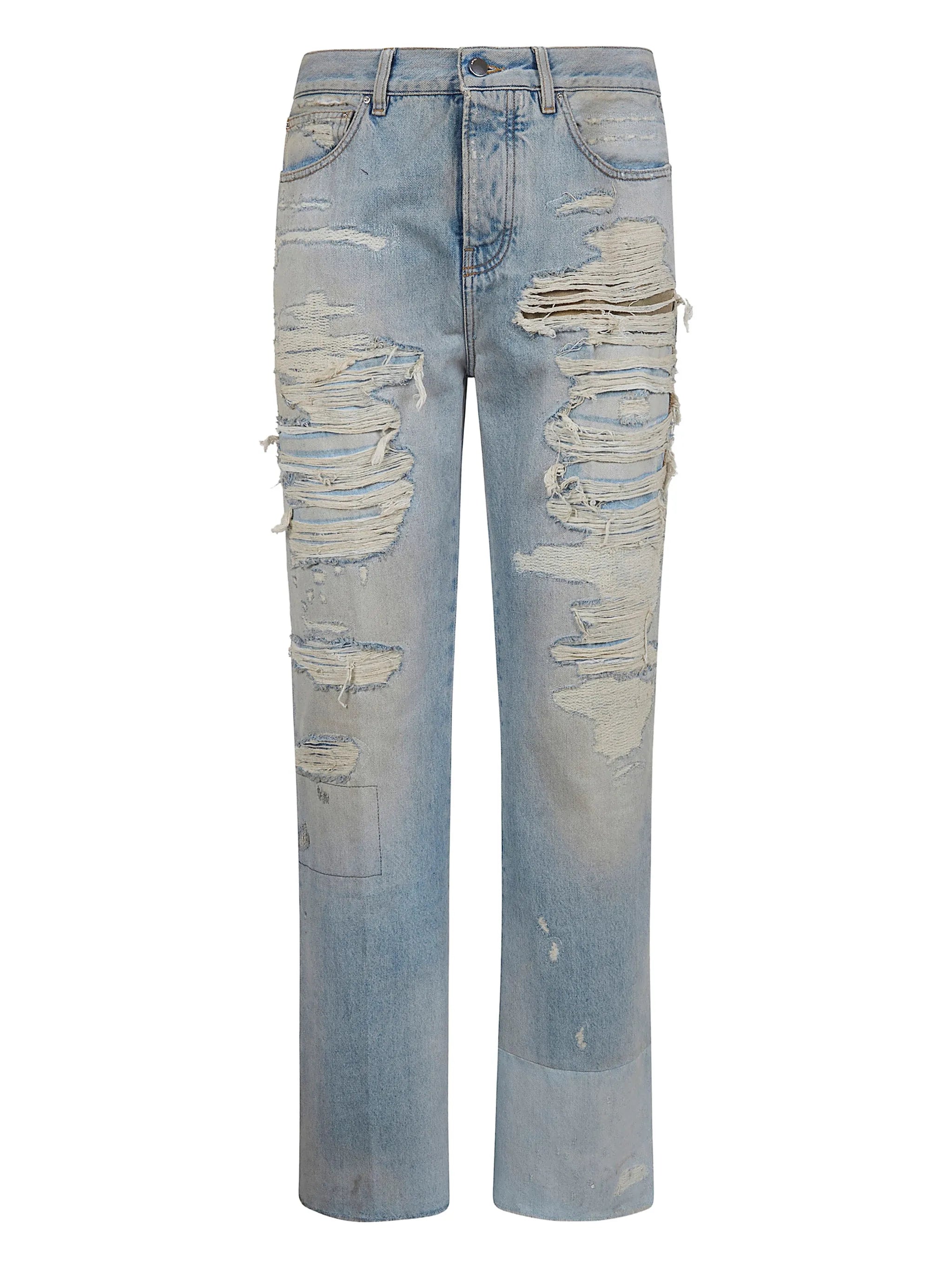 Amiri Amiri Camo Repair Boots Cut Jeans