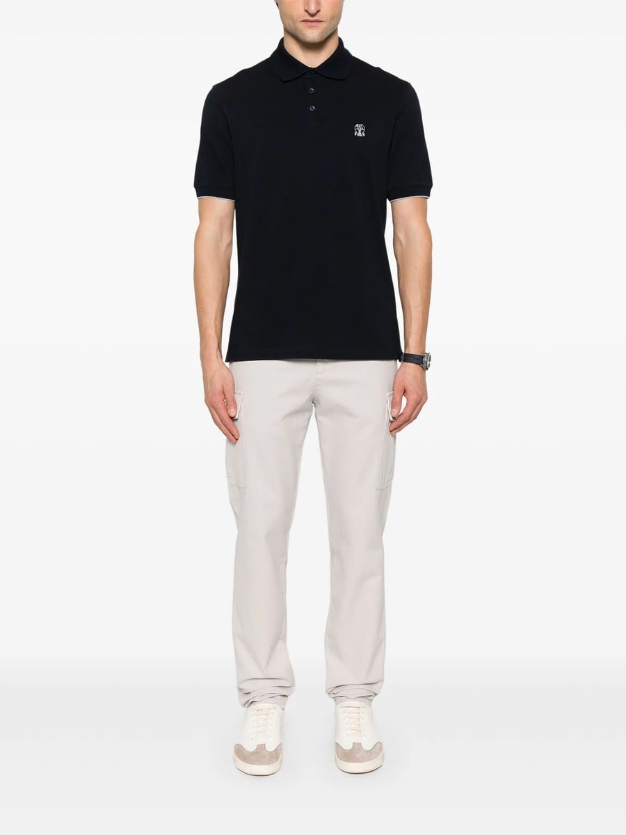Brunello Cucinelli Brunello Cucinelli Crest-embroidered Cotton-piqué Polo Shirt, view 2