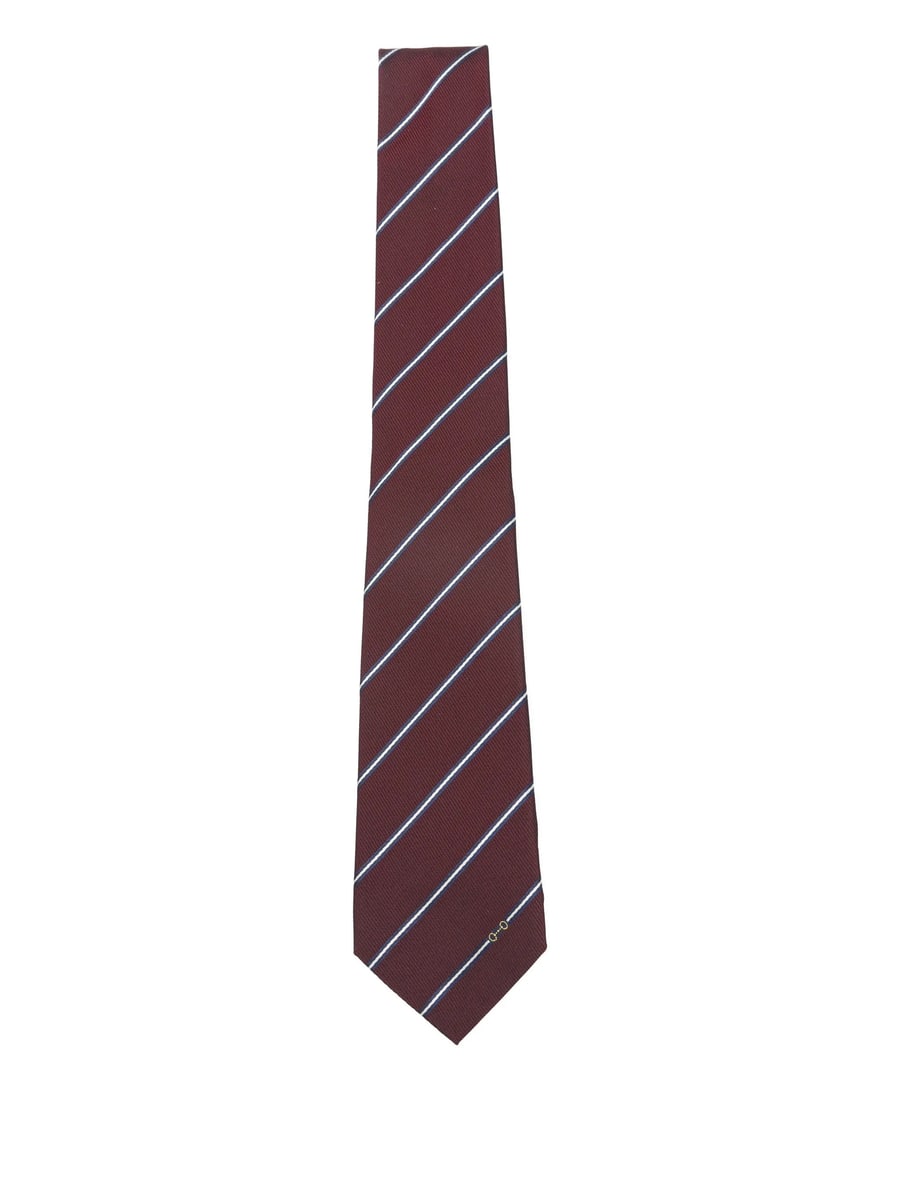 Gucci Gucci Striped Emblem Tie