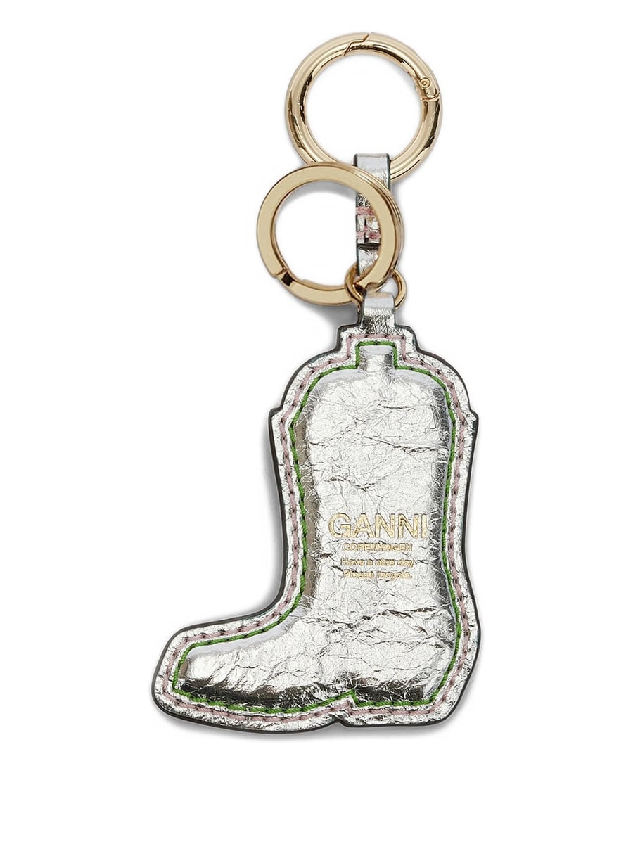 Ganni Ganni Western Boot Keyring In Metallic, view 2