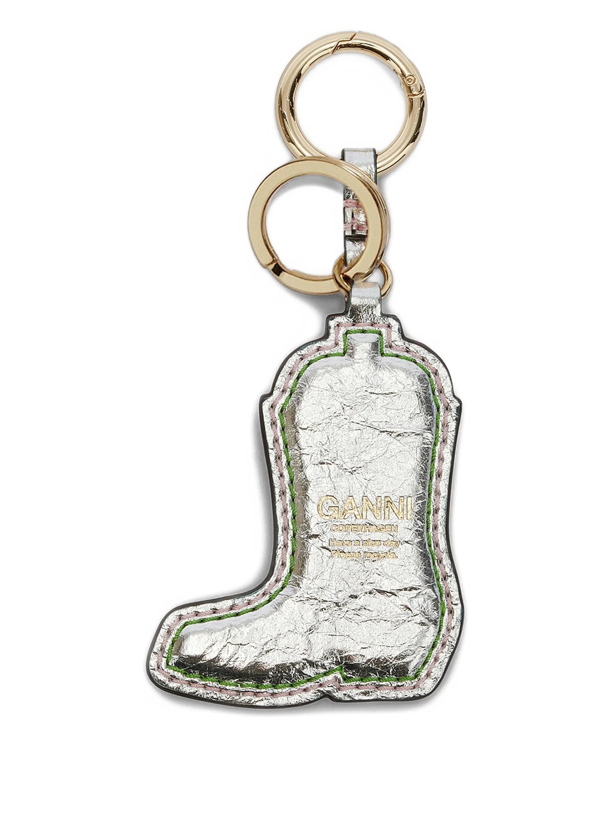 Ganni Ganni Western Boot Keyring In Metallic, view 2