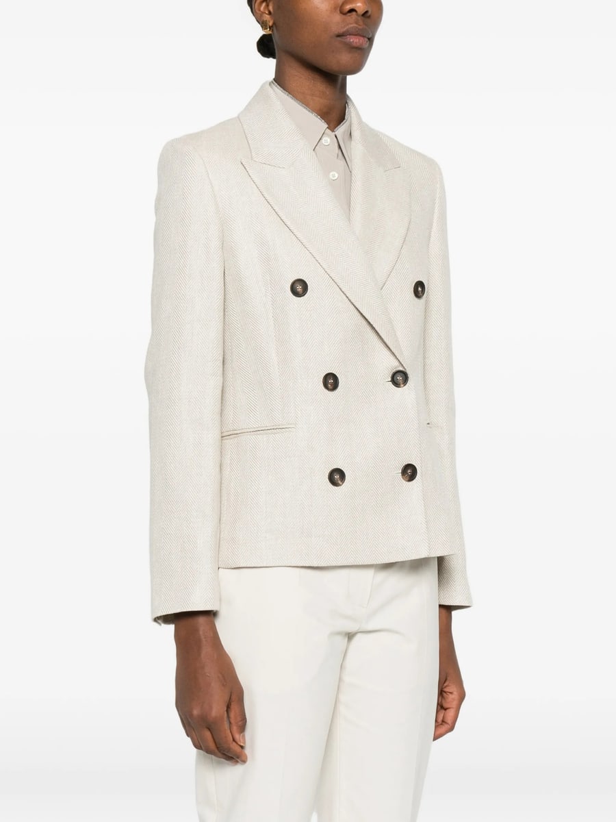 Brunello Cucinelli Brunello Cucinelli Button Herringbone Blazer, view 2
