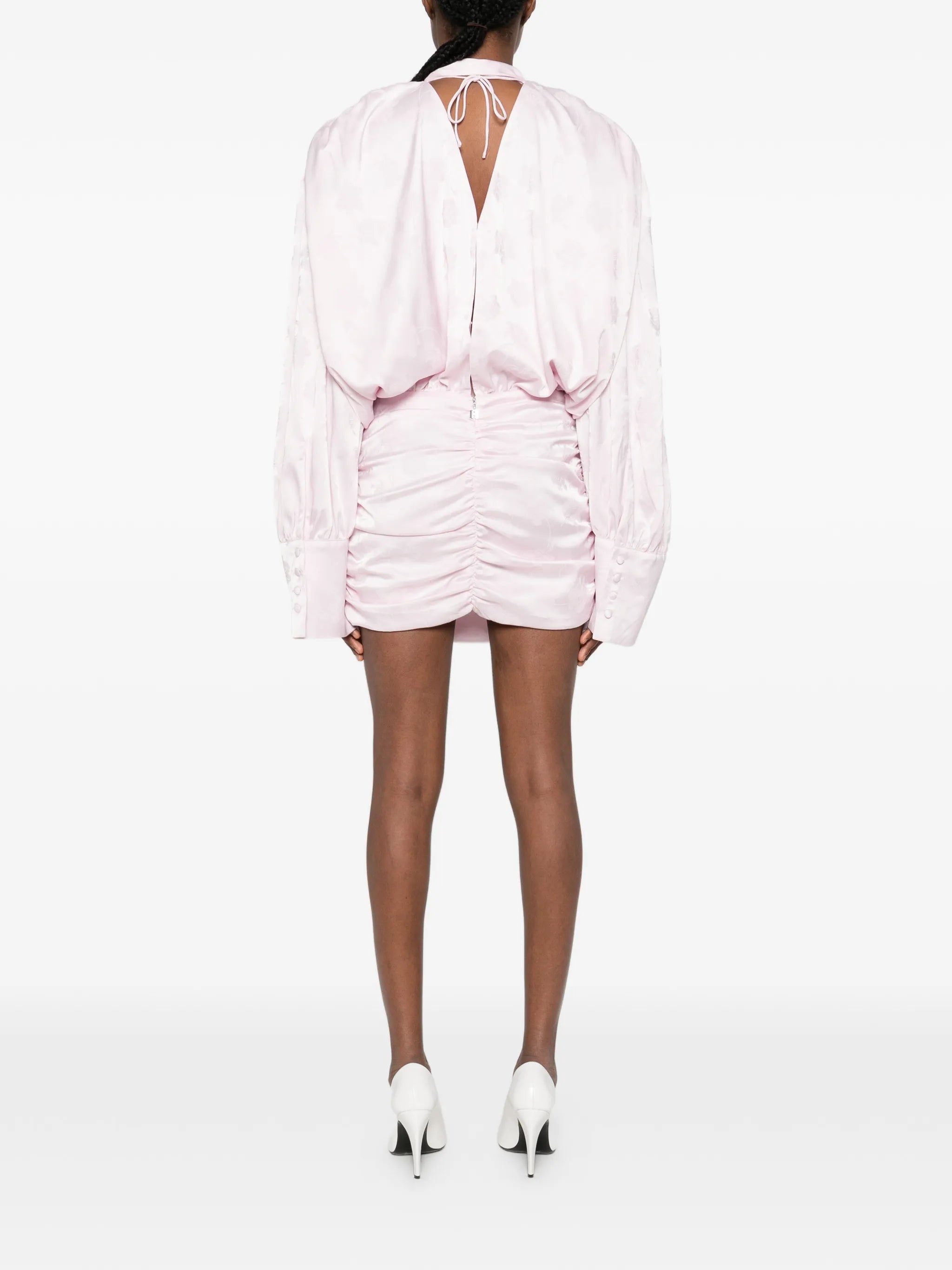 Rotate Rotate LS Bow Ruched Mini Dress, view 2