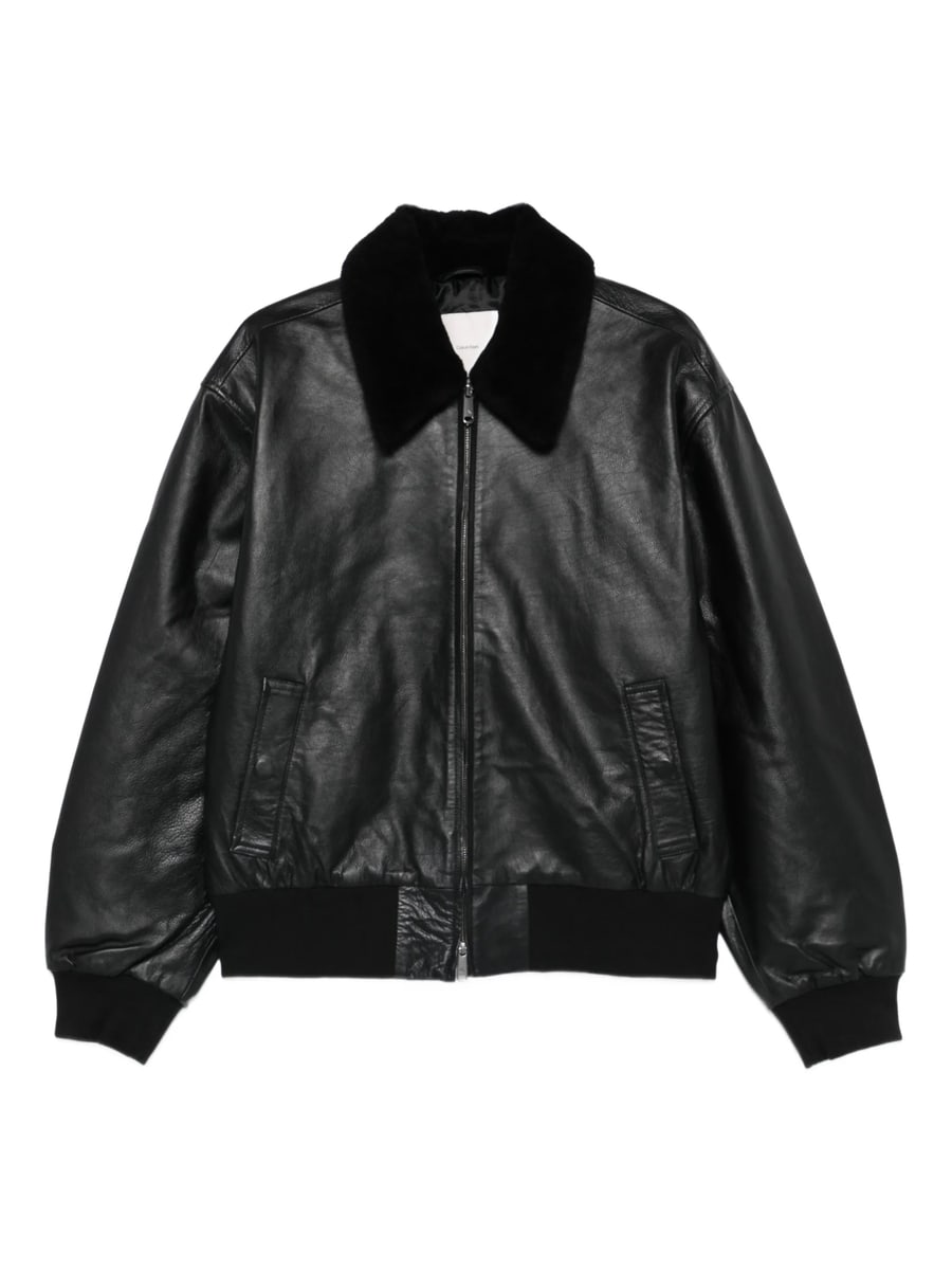 Calvin Klein Calvin Klein Leather Bomber Jacket