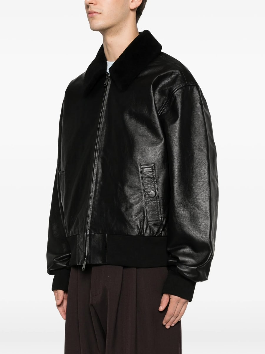 Calvin Klein Calvin Klein Leather Bomber Jacket, view 2