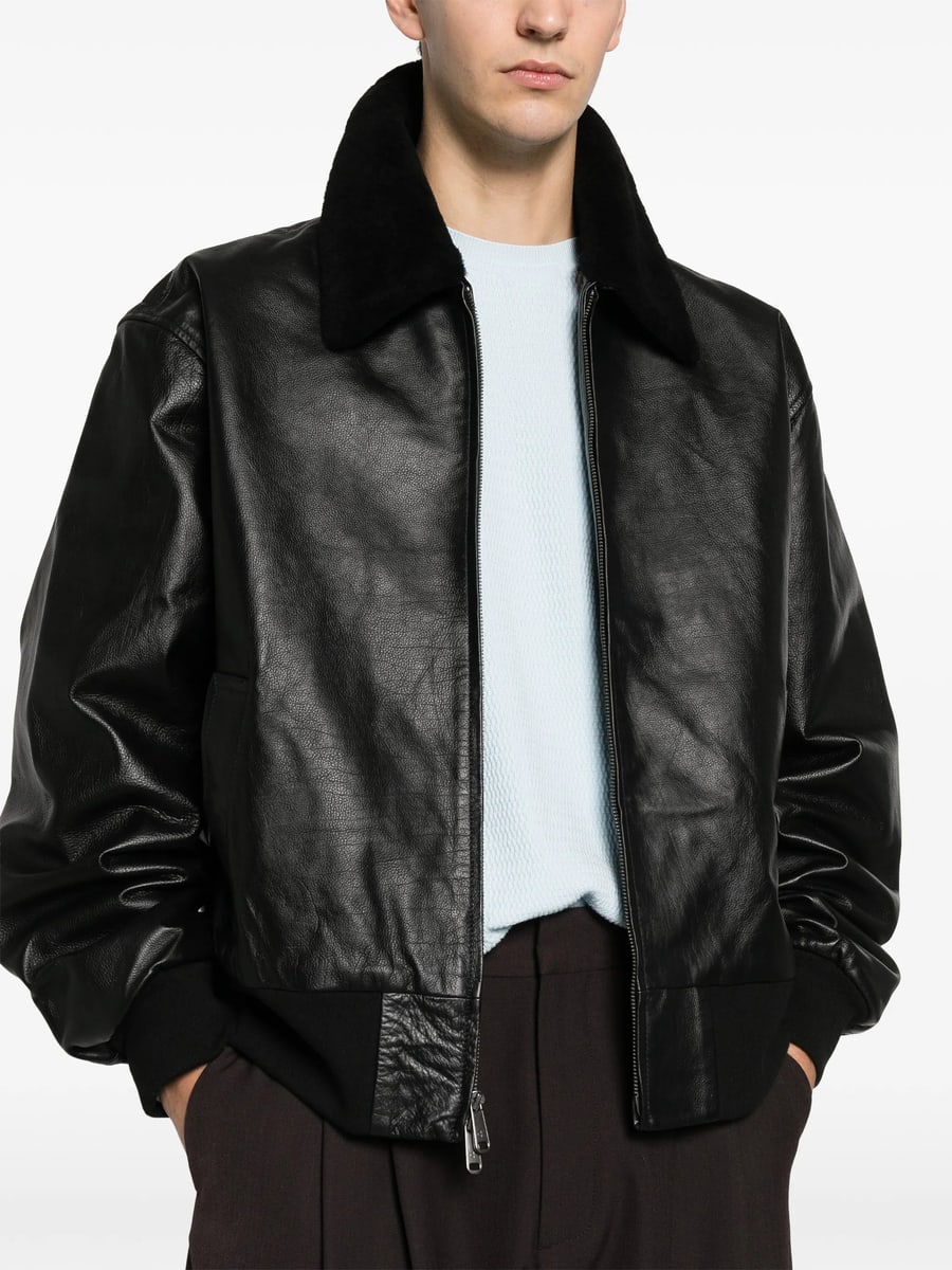 Calvin Klein Calvin Klein Leather Bomber Jacket, view 5