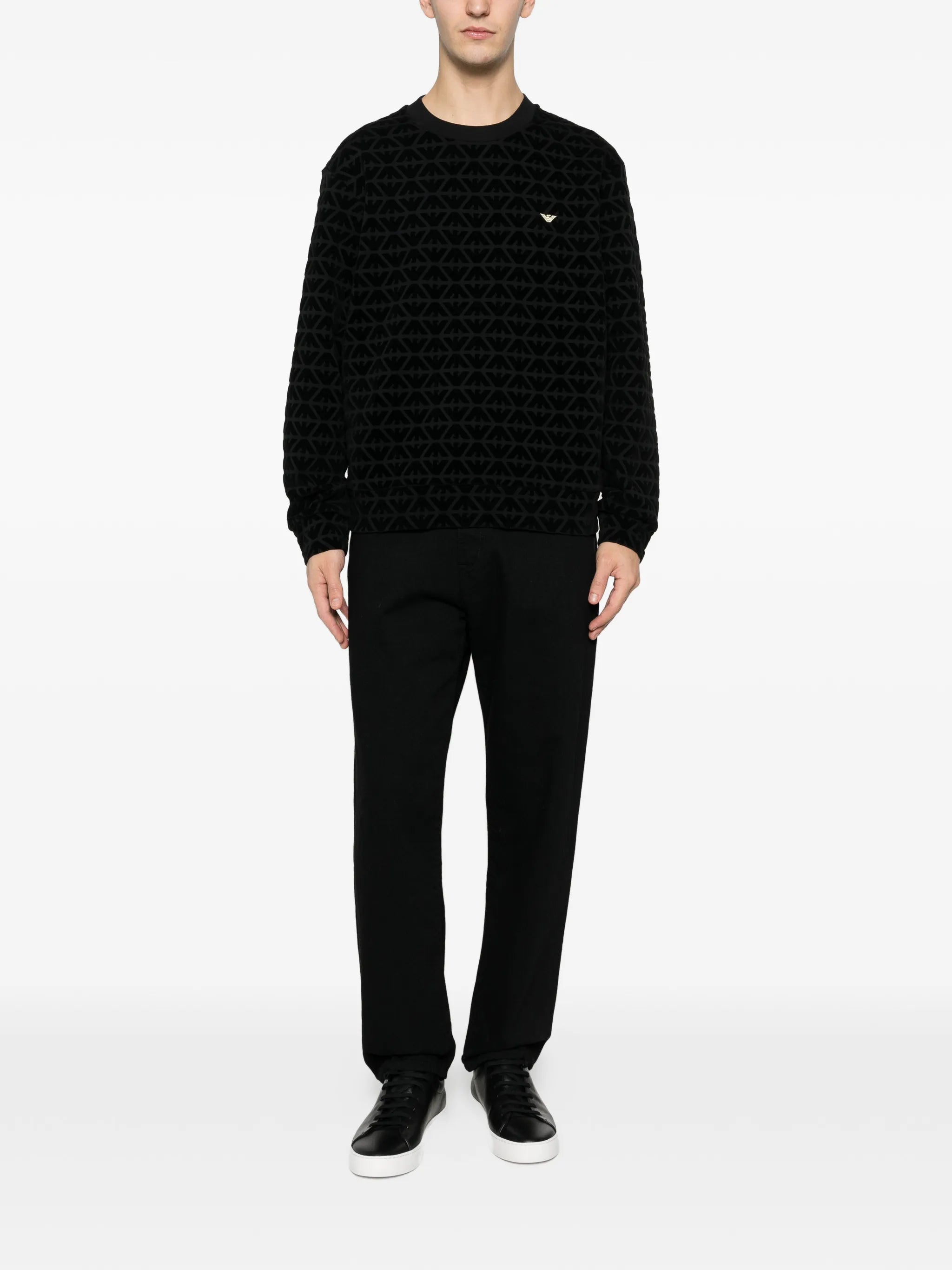 Emporio Armani Emporio Armani Logo-embroidered Patterned Sweatshirt, view 2