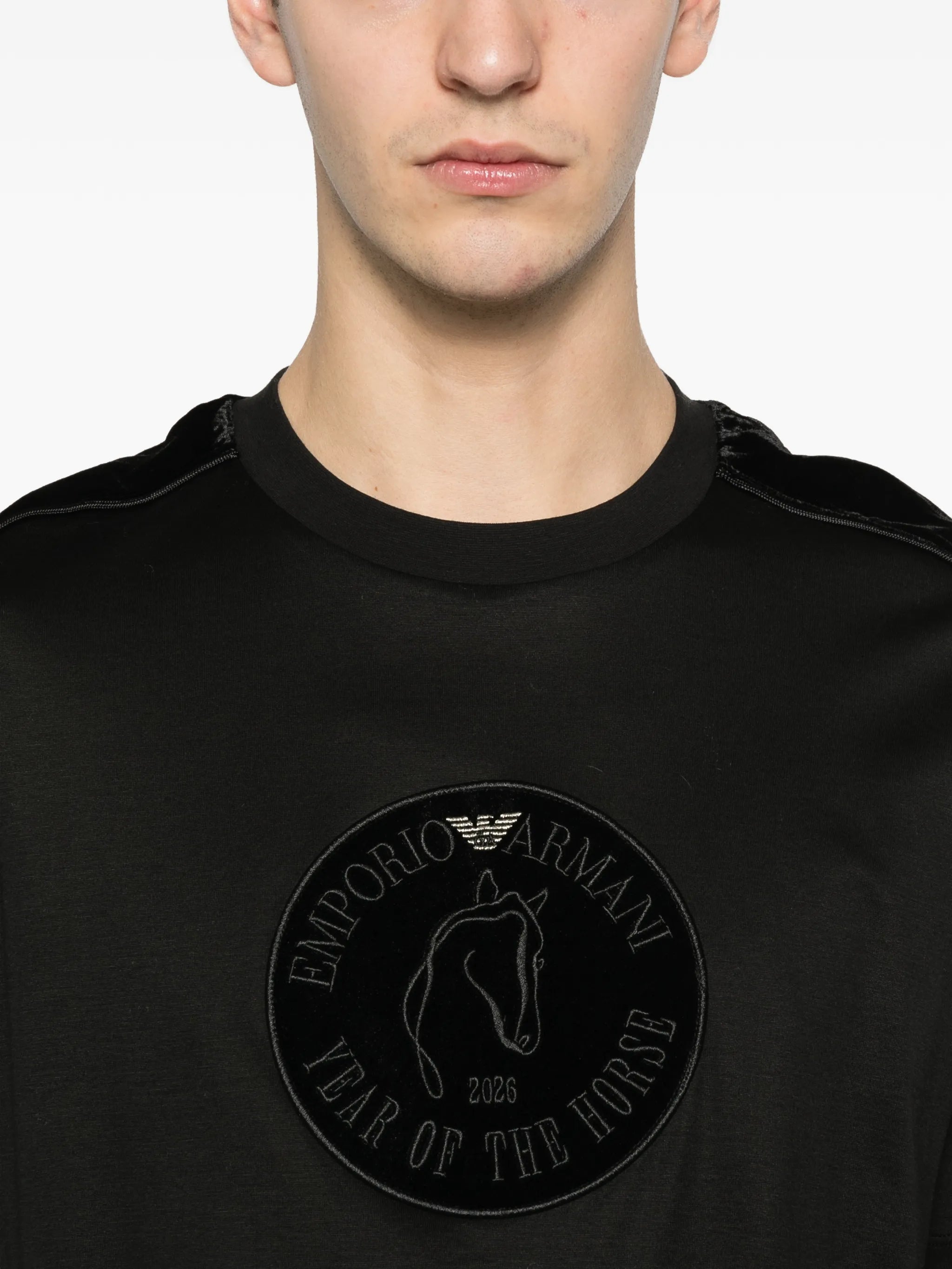 Emporio Armani Emporio Armani Velvet-panel T-shirt, view 2