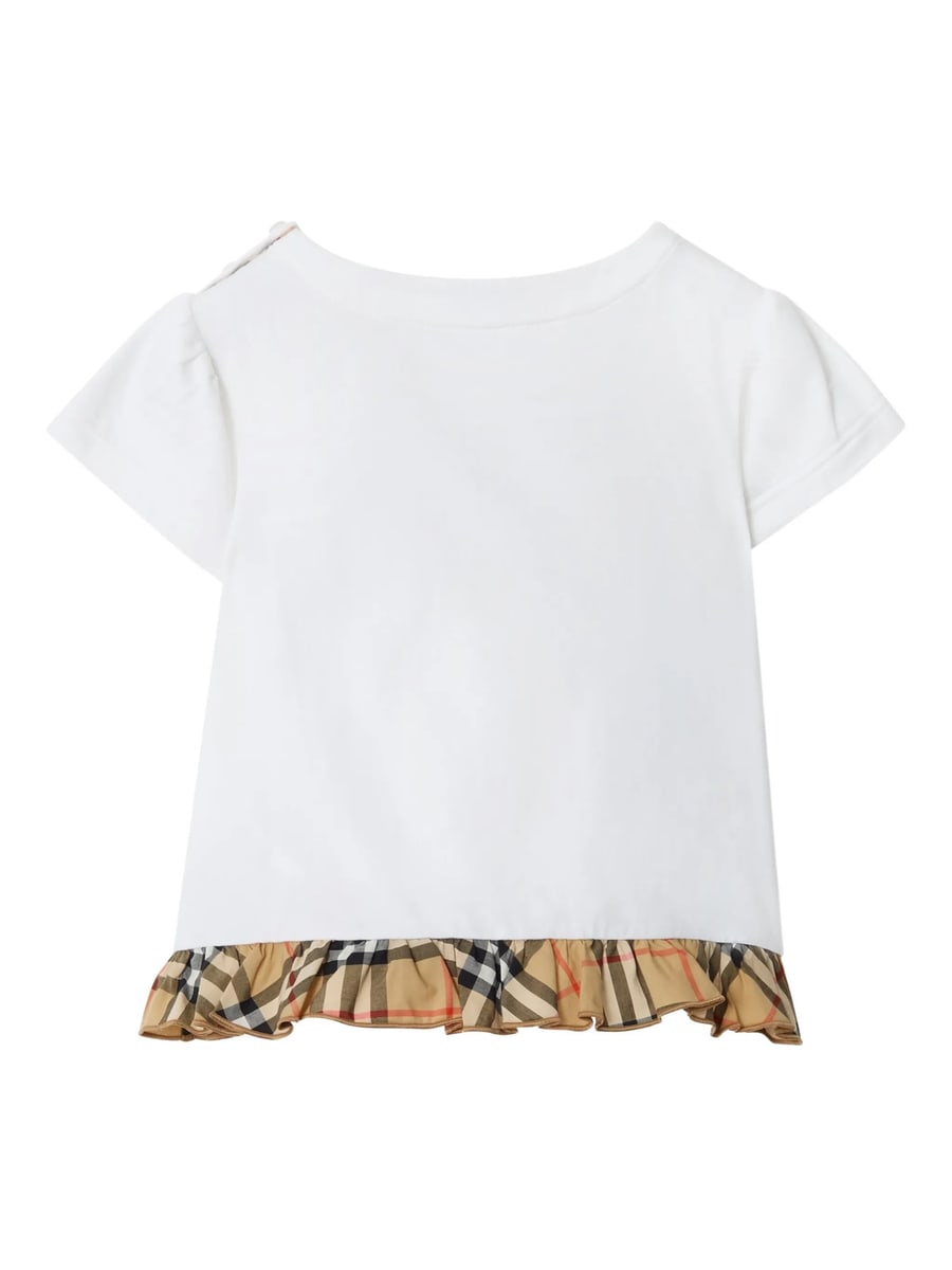 Burberry Burberry Checked-trim Ruffled T-shirt, view 2