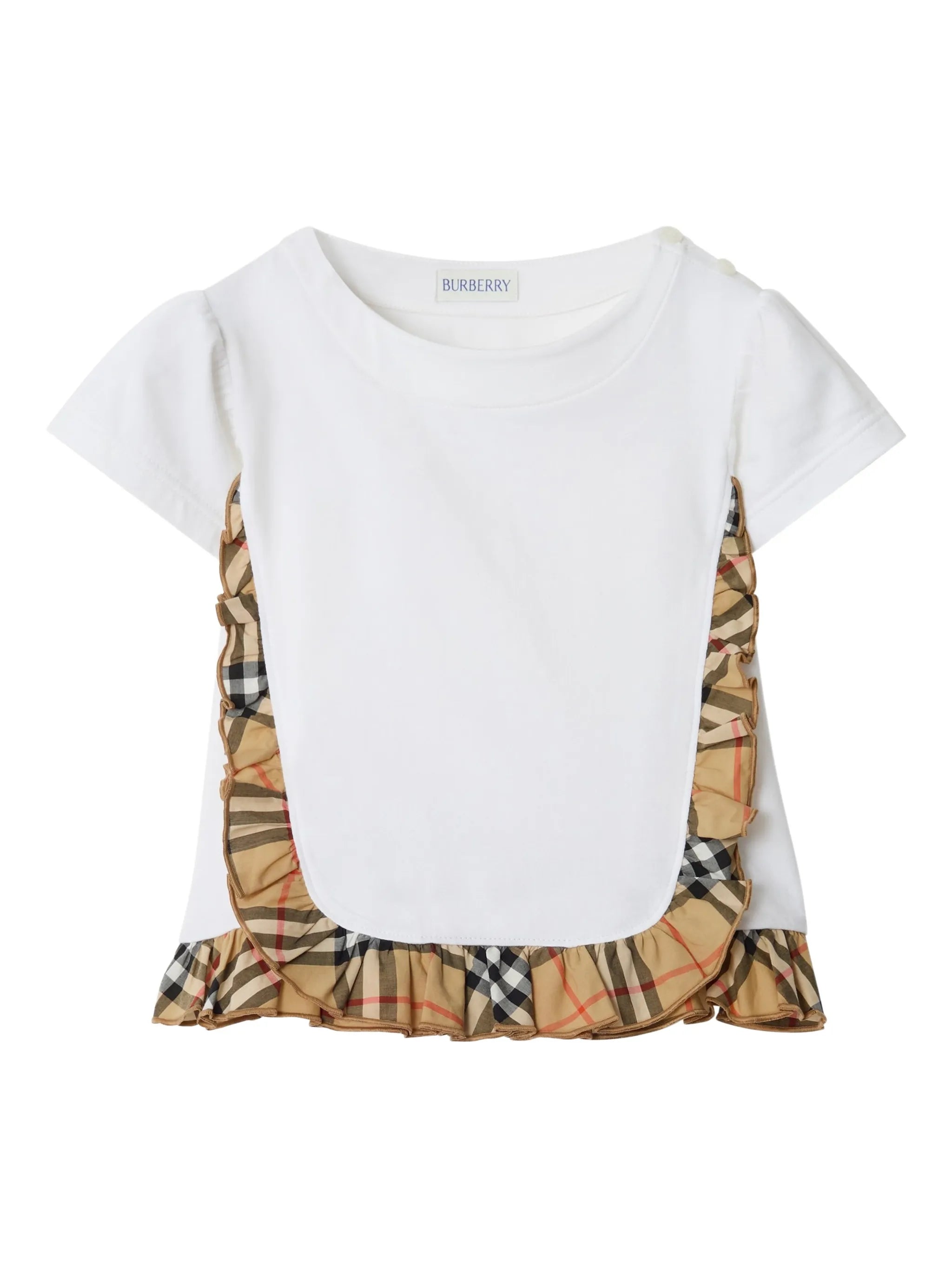 Burberry Burberry Checked-trim Ruffled T-shirt
