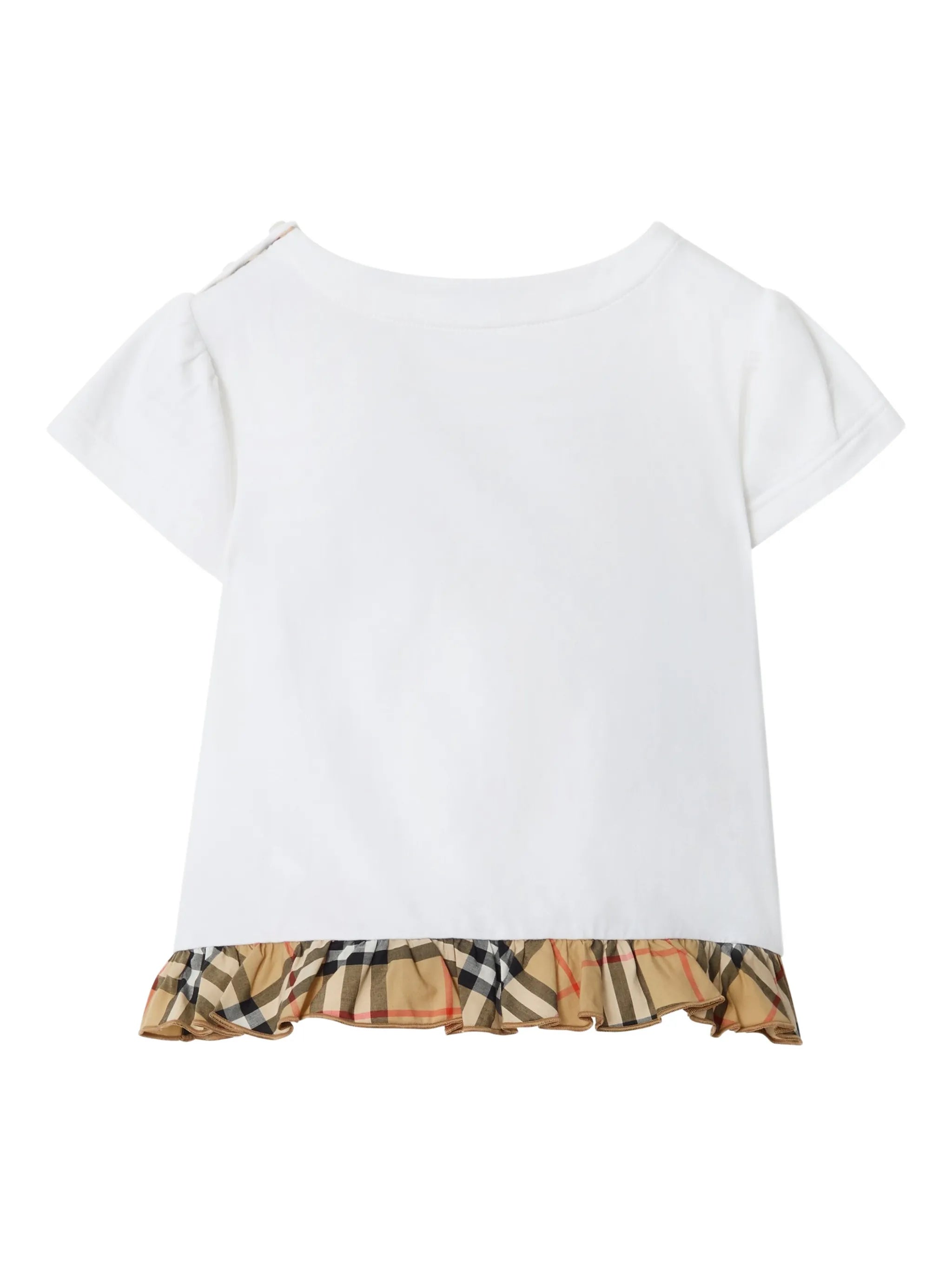 Burberry Burberry Checked-trim Ruffled T-shirt, view 2