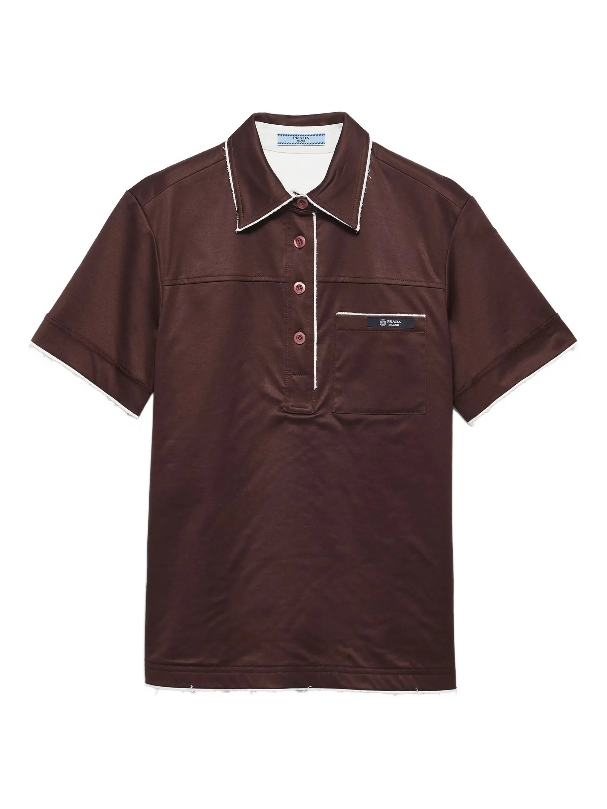 Prada Prada Lisle Patch-pocket Raw-cut Polo Shirt