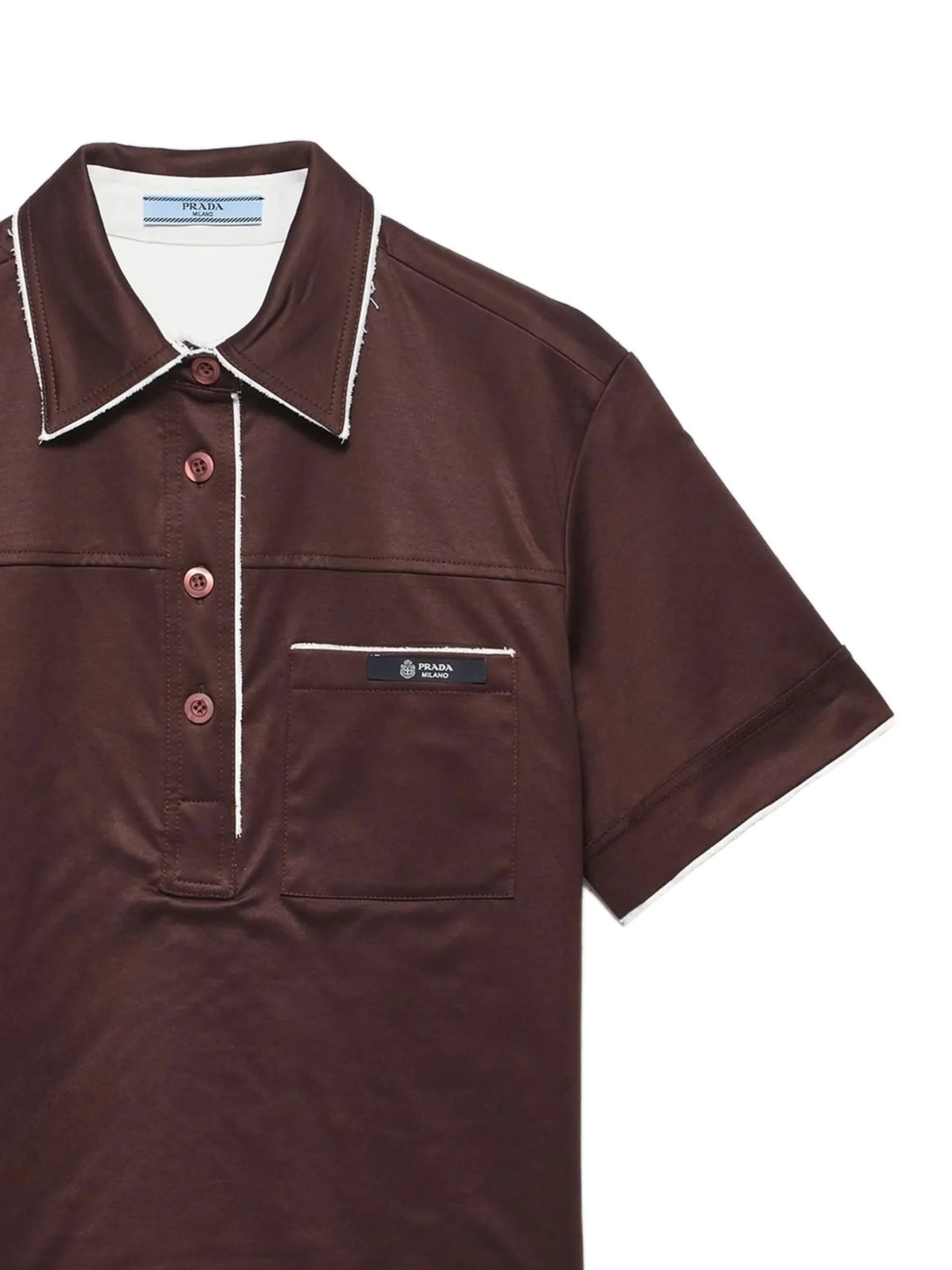 Prada Prada Lisle Patch-pocket Raw-cut Polo Shirt, view 2