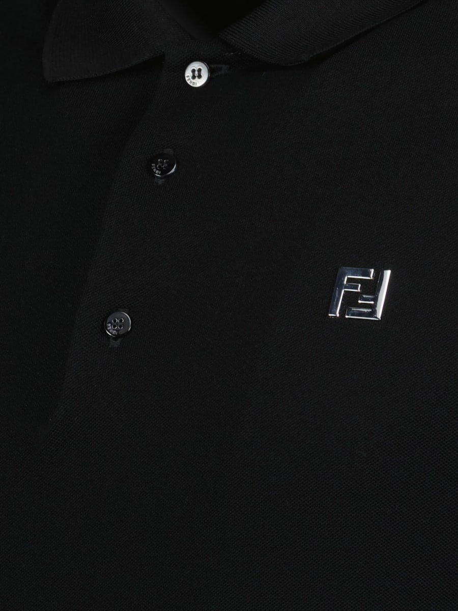 Fendi Fendi Logo-embroidered Piqué Polo Shirt, view 2