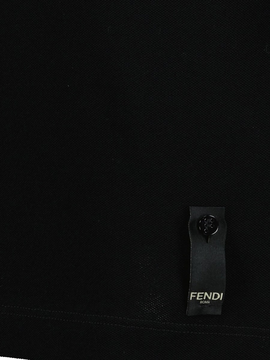 Fendi Fendi Logo-embroidered Piqué Polo Shirt, view 4