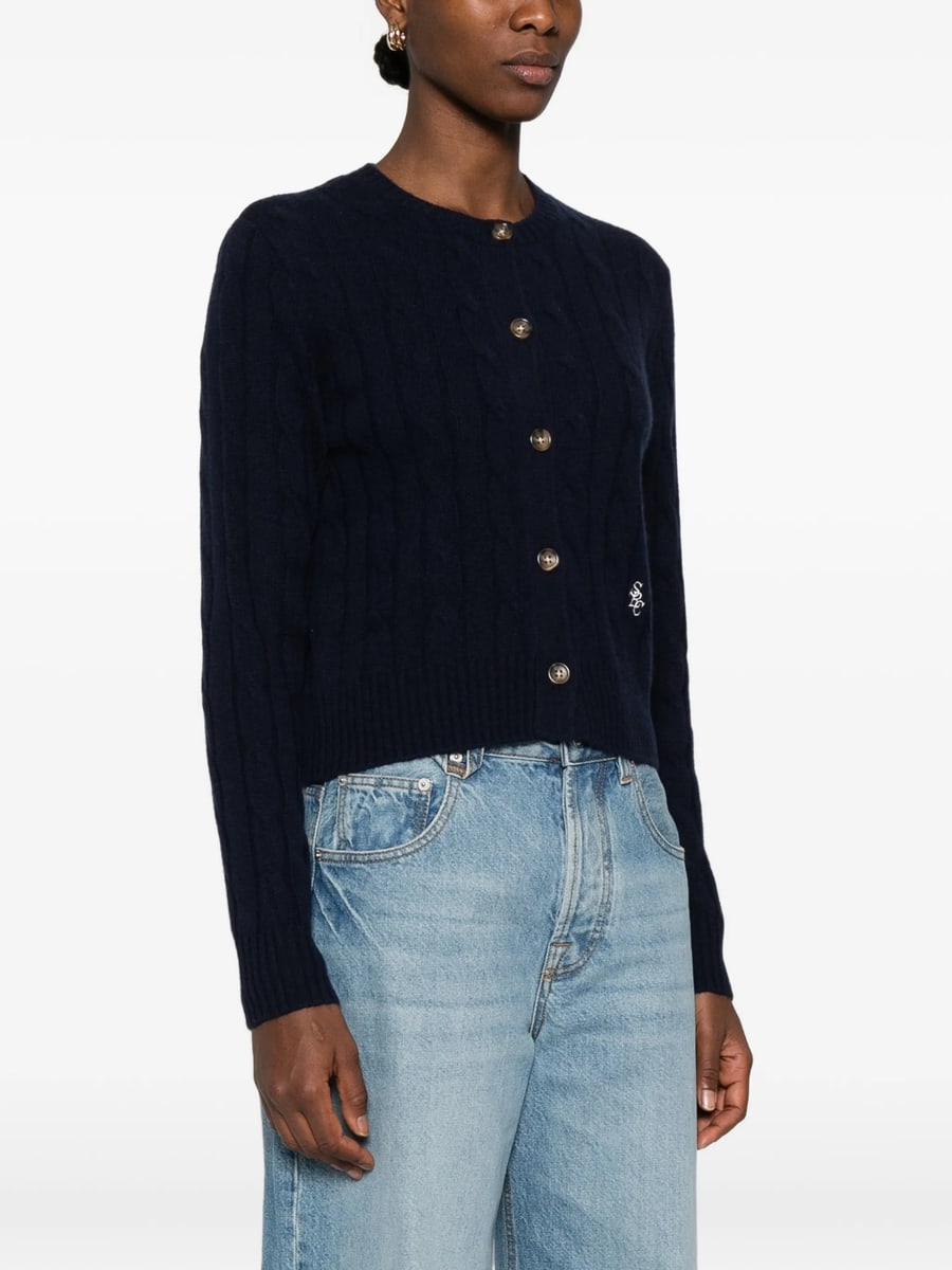 Sporty & Rich Sporty & Rich SRC Cable-knit Button Cardigan, view 2