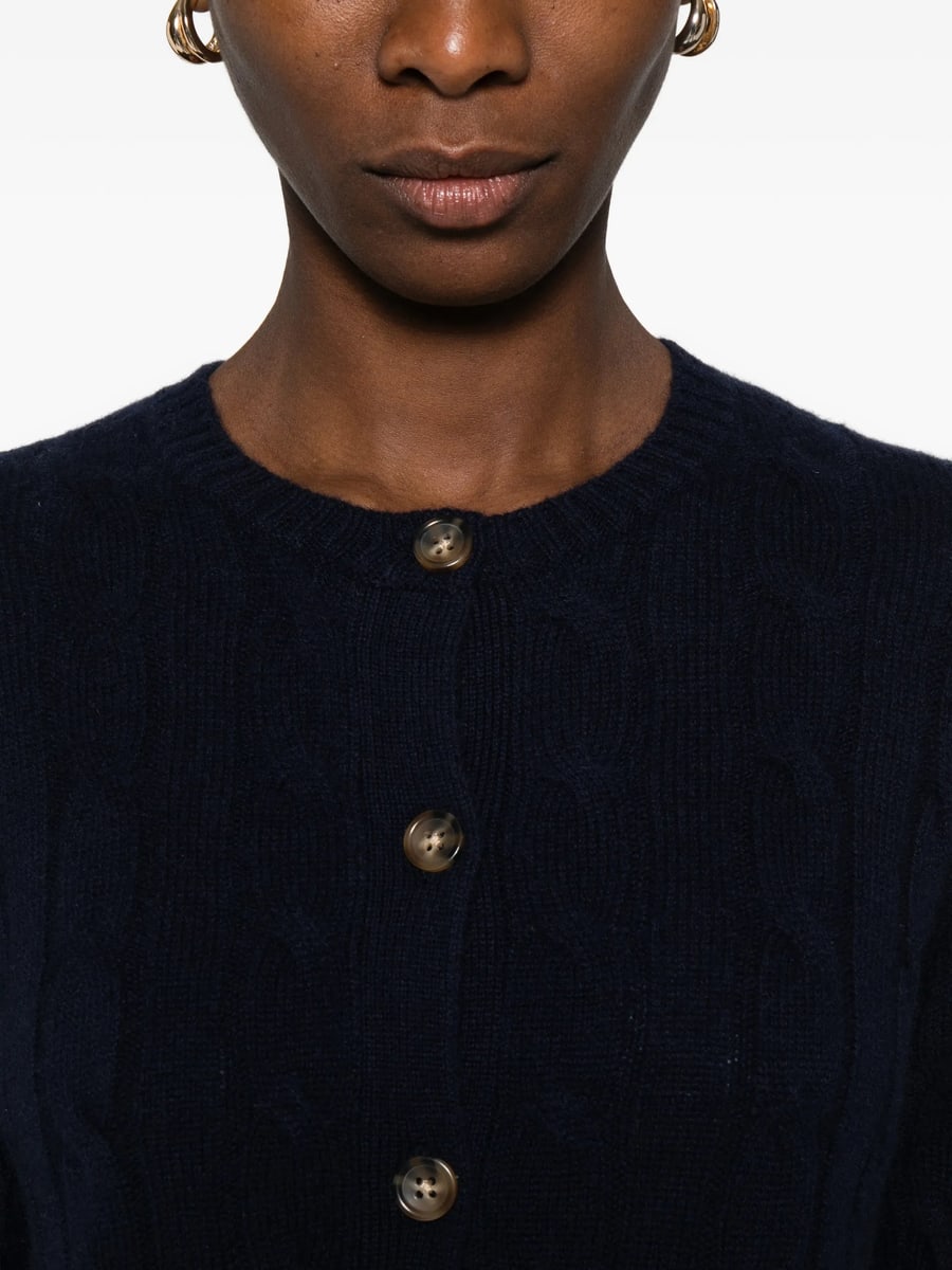 Sporty & Rich Sporty & Rich SRC Cable-knit Button Cardigan, view 4