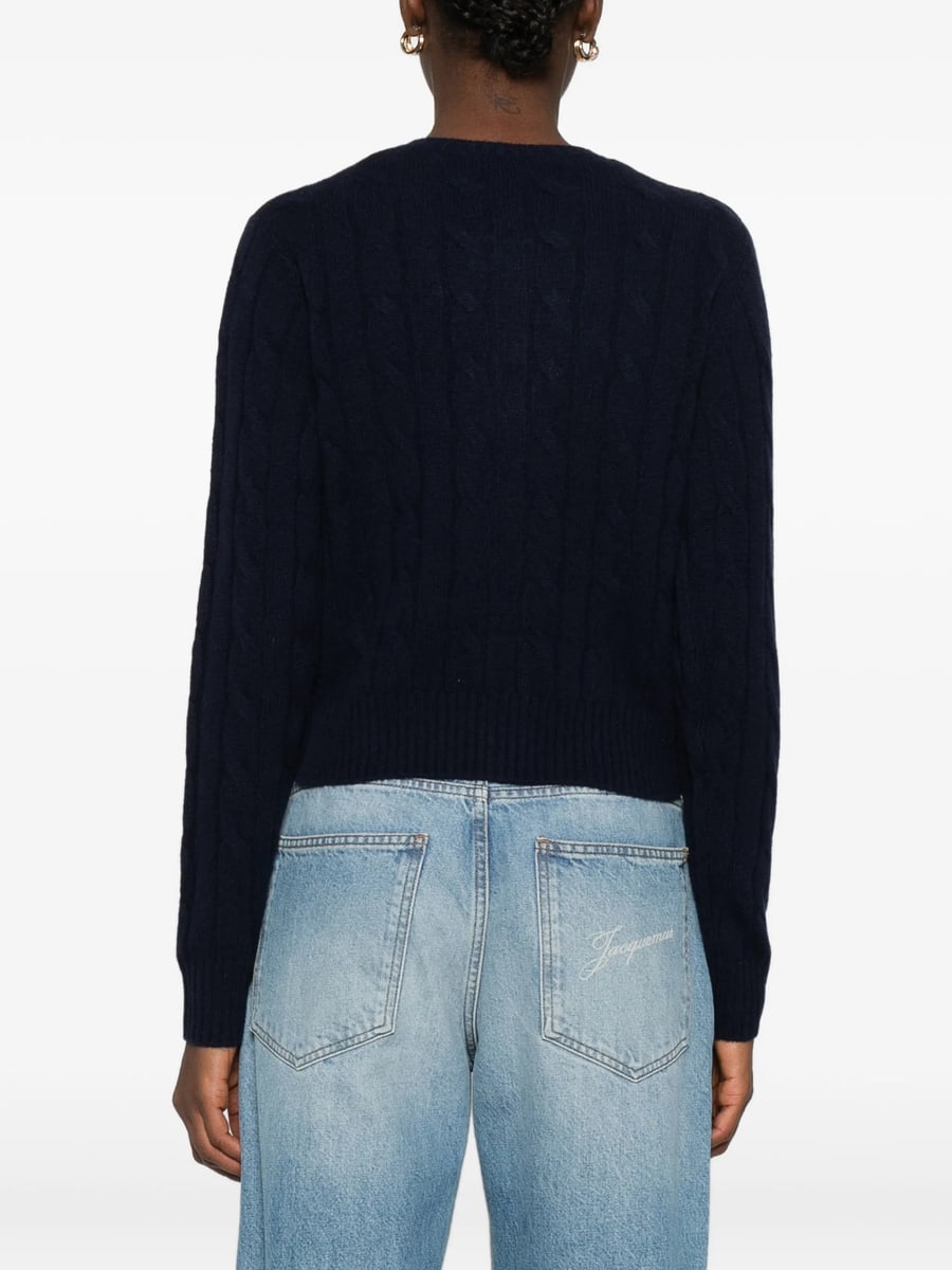 Sporty & Rich Sporty & Rich SRC Cable-knit Button Cardigan, view 5
