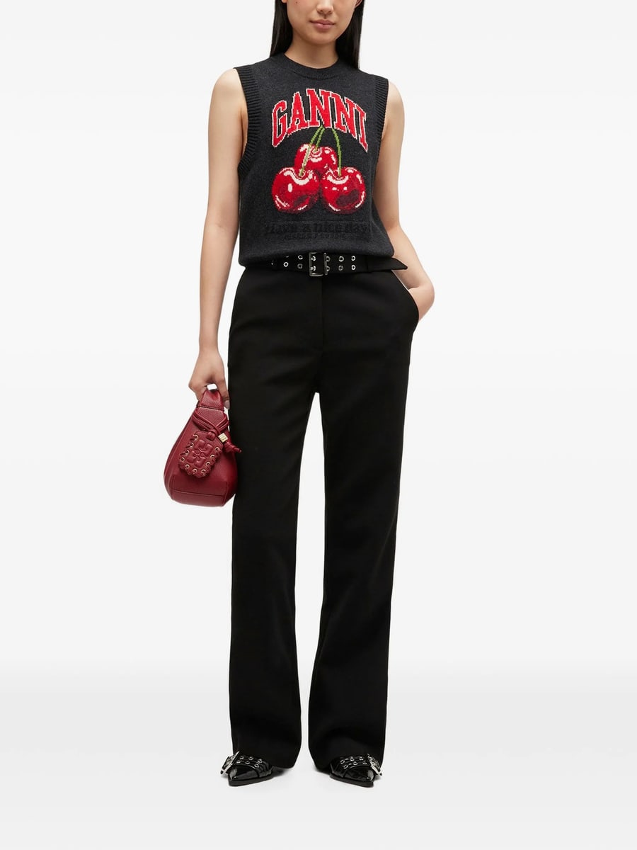 Ganni Ganni Cherry-embroidered Top, view 3