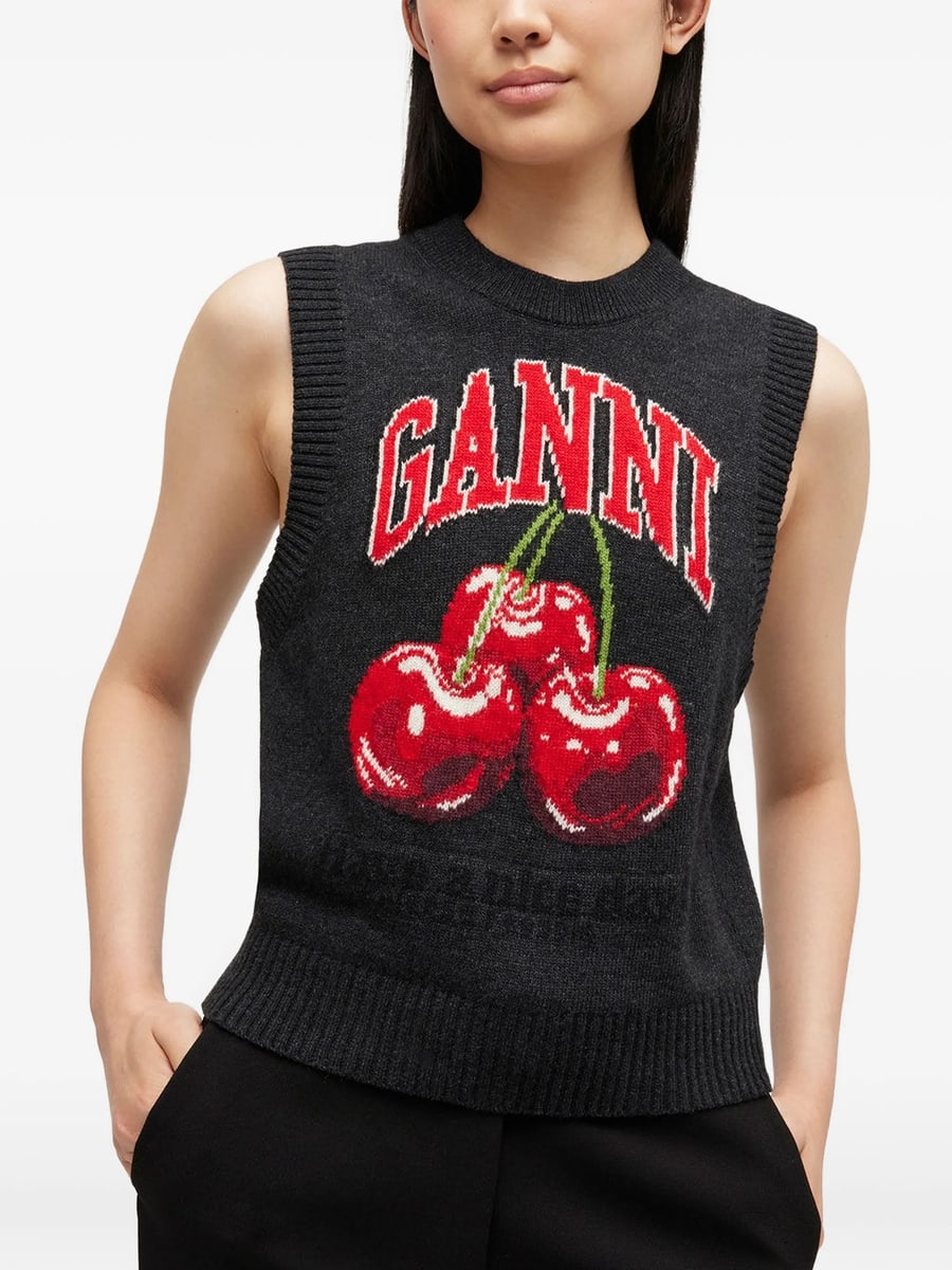 Ganni Ganni Cherry-embroidered Top, view 4
