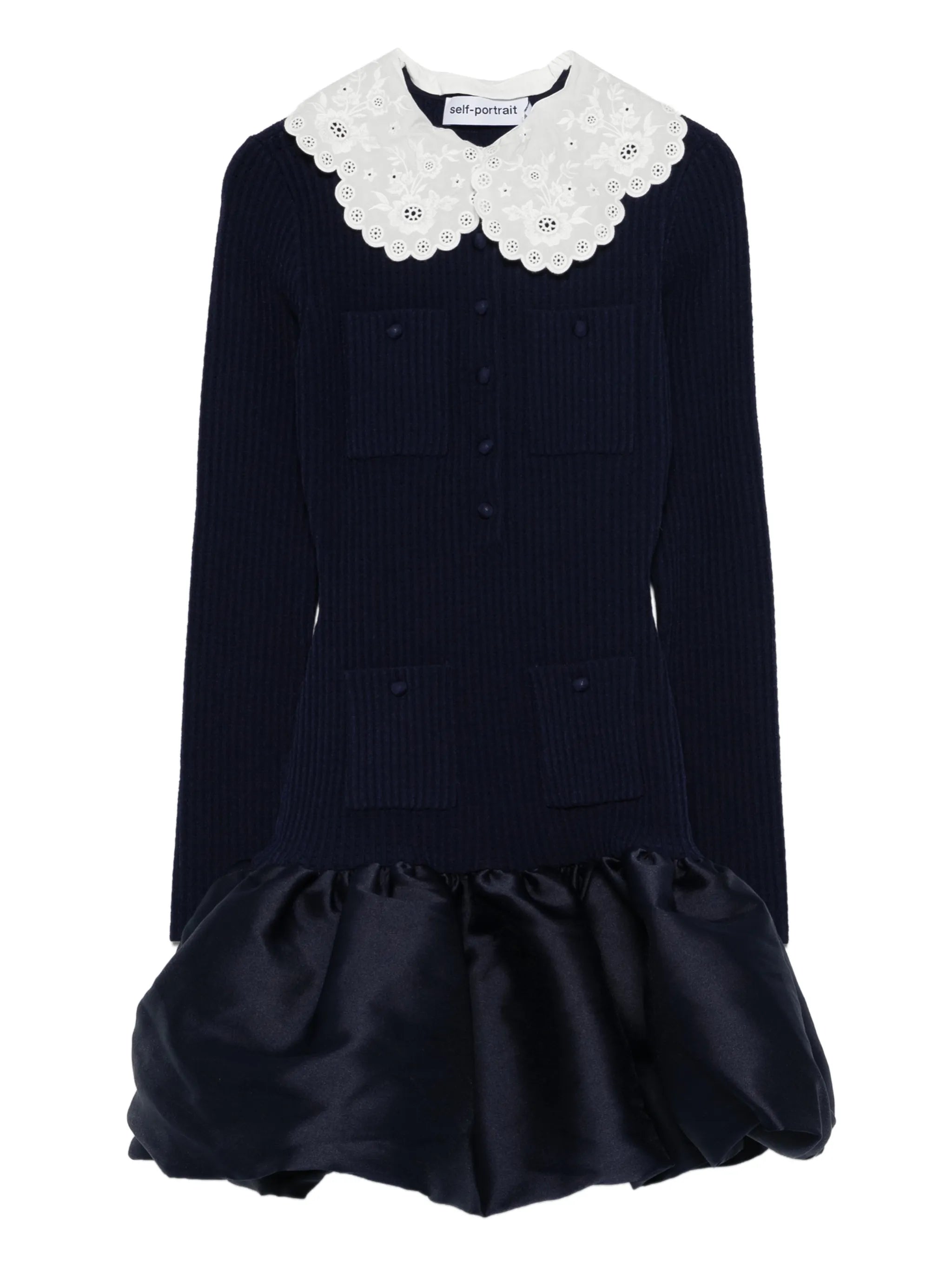 self-portrait Self-portrait Scalloped Collar Pocket Mini Dress