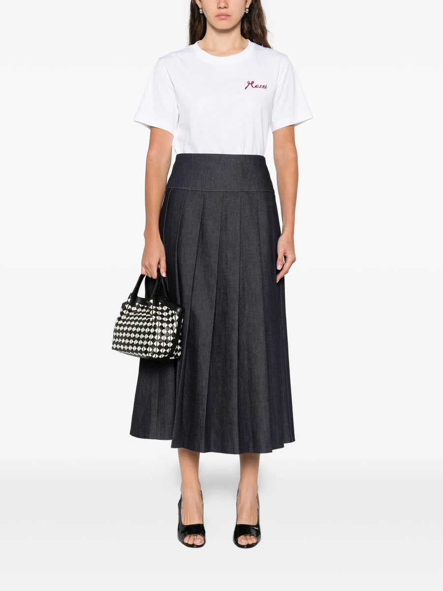 Marni Marni White Cotton T-shirt With Flocked Marni Logo, view 3