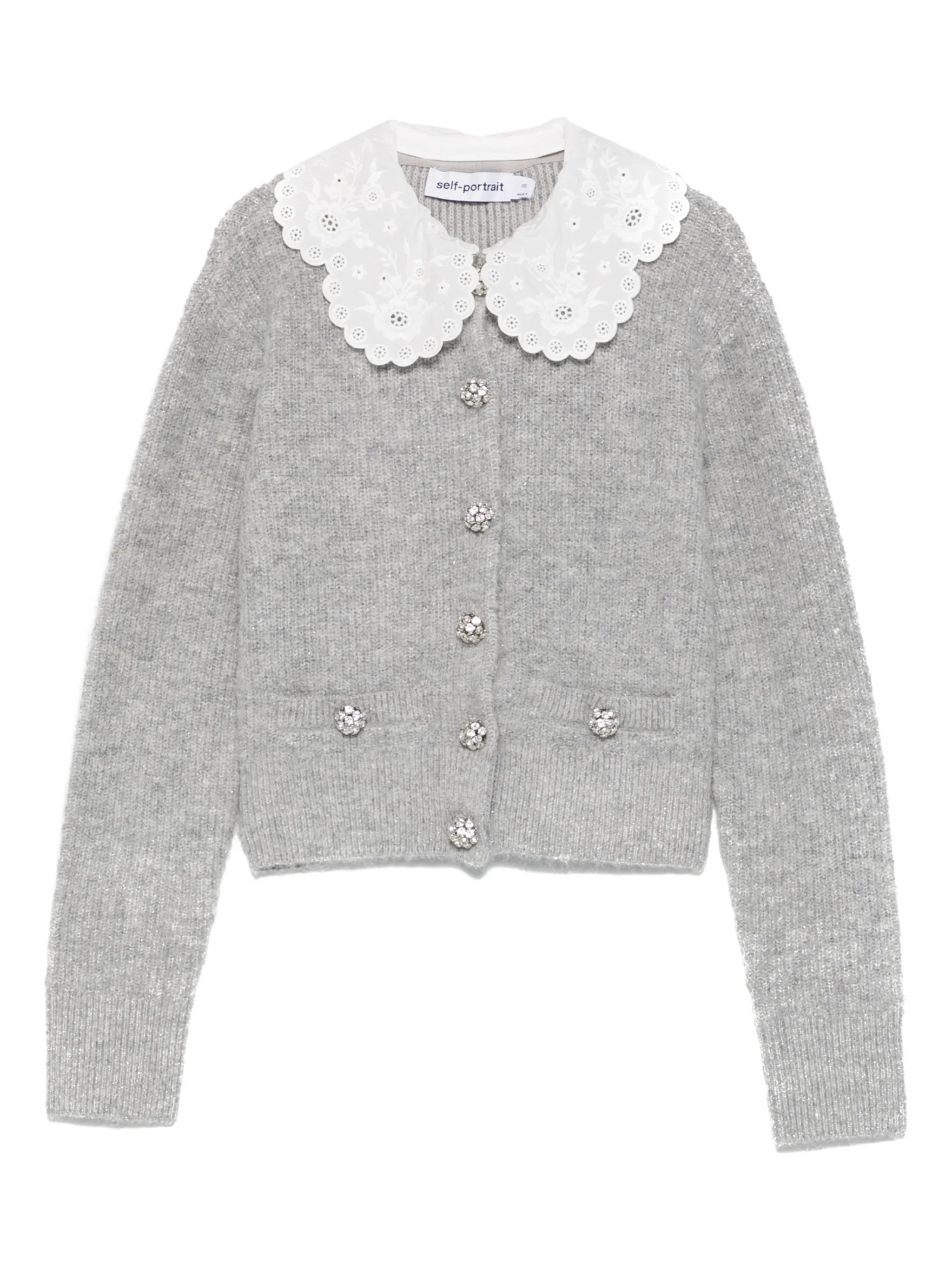 self-portrait Self-portrait Scalloped-collar Embellished Cardigan