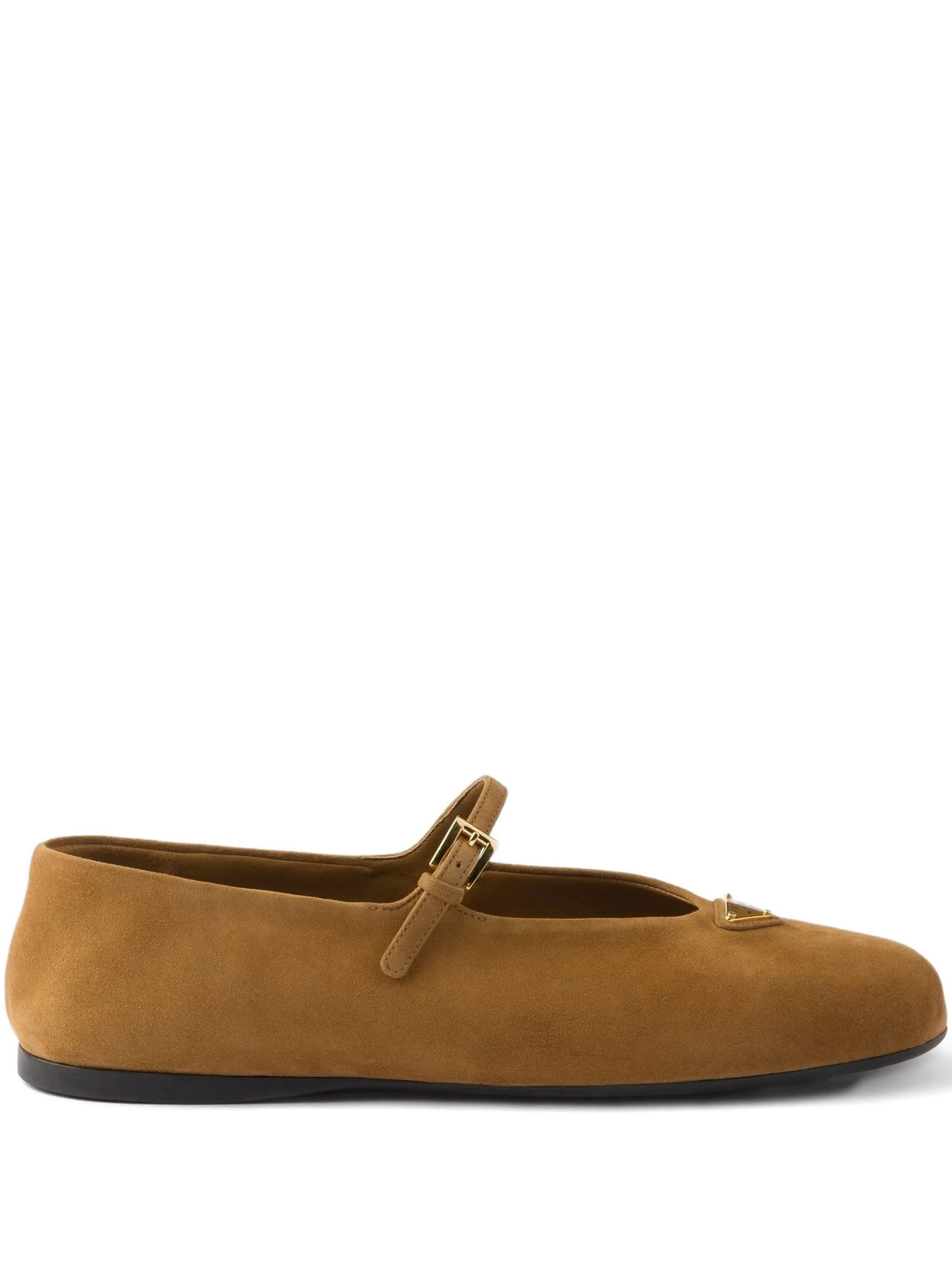 Prada Prada Buckle-strap Suede Ballerinas