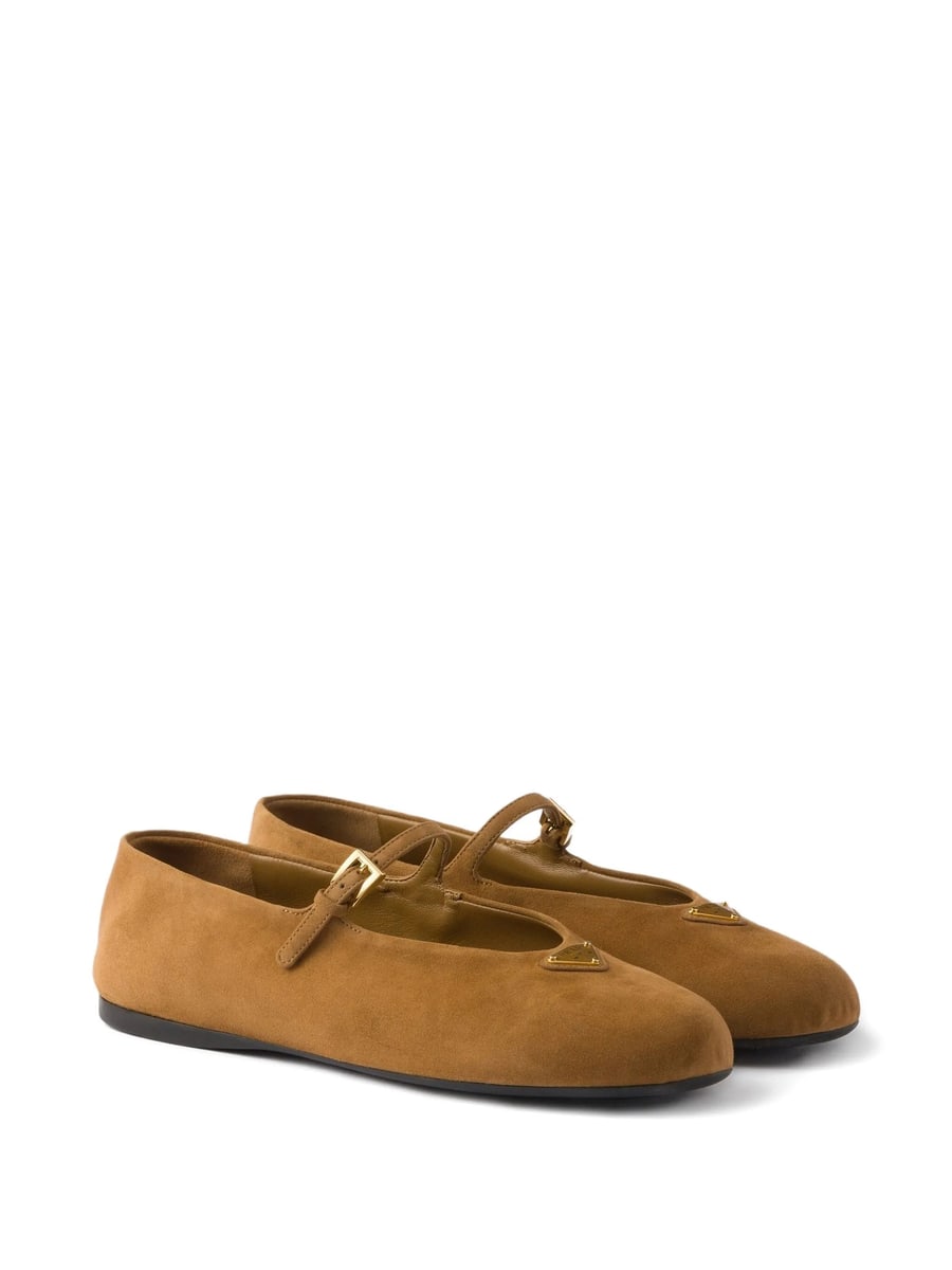 Prada Prada Buckle-strap Suede Ballerinas, view 5