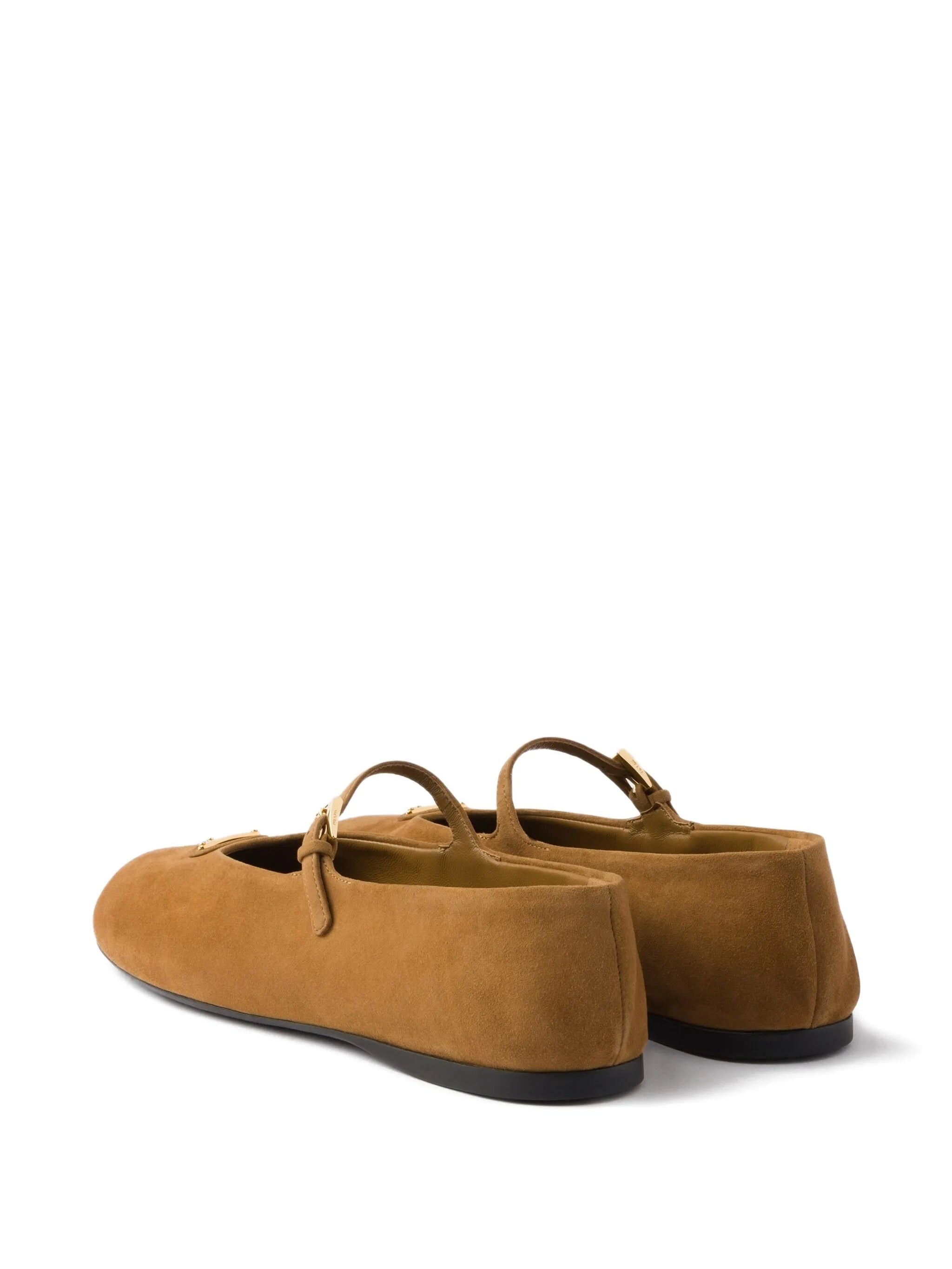 Prada Prada Buckle-strap Suede Ballerinas, view 2