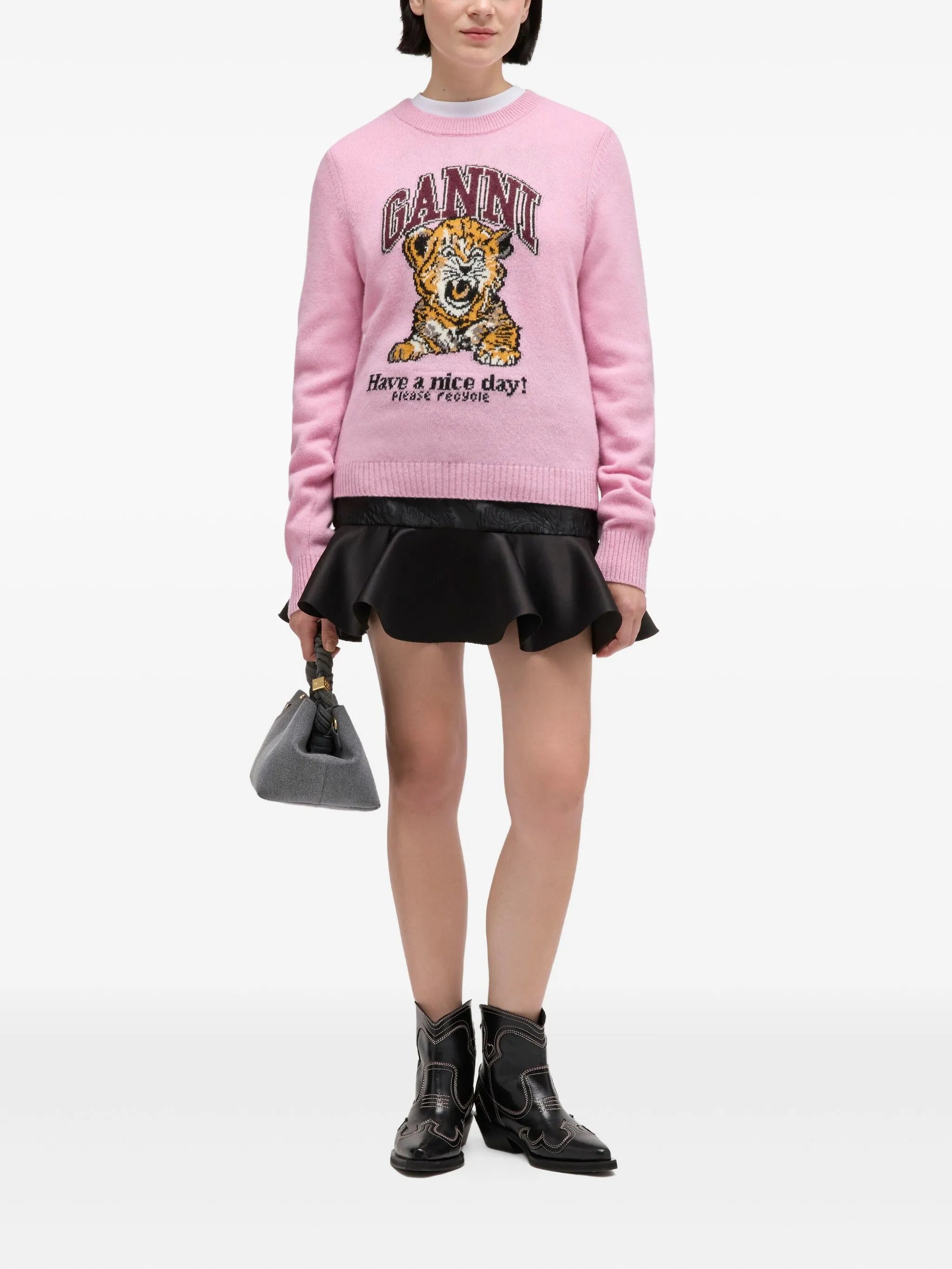 Ganni Ganni Graphic Wool Jumper, view 2