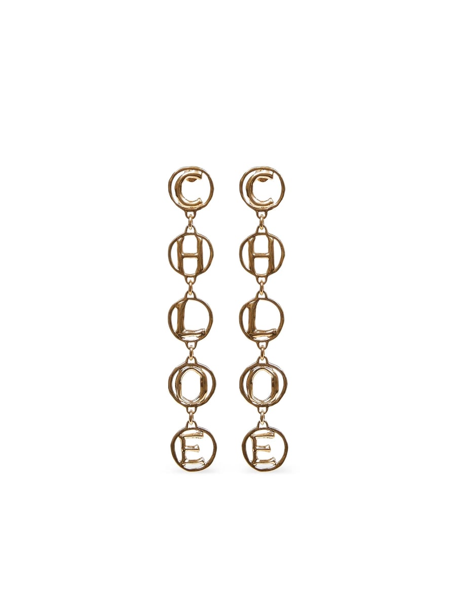 Chloé Chloé Script Letter Gold Earrings