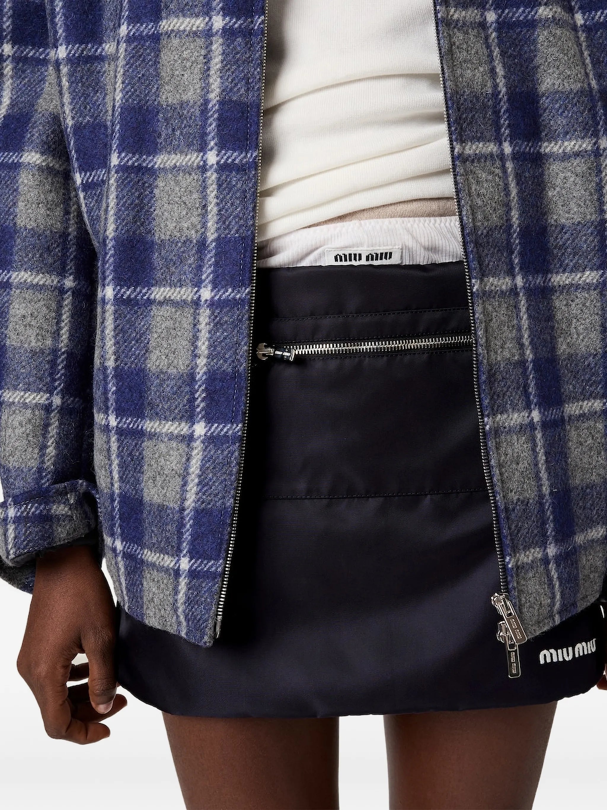 Miu Miu Miu Miu Technical Gazar And Fleece Skirt, view 2