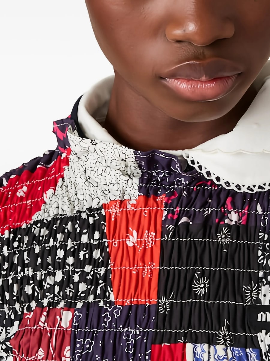 Miu Miu Miu Miu Patchwork Poplin Mini-dress, view 3
