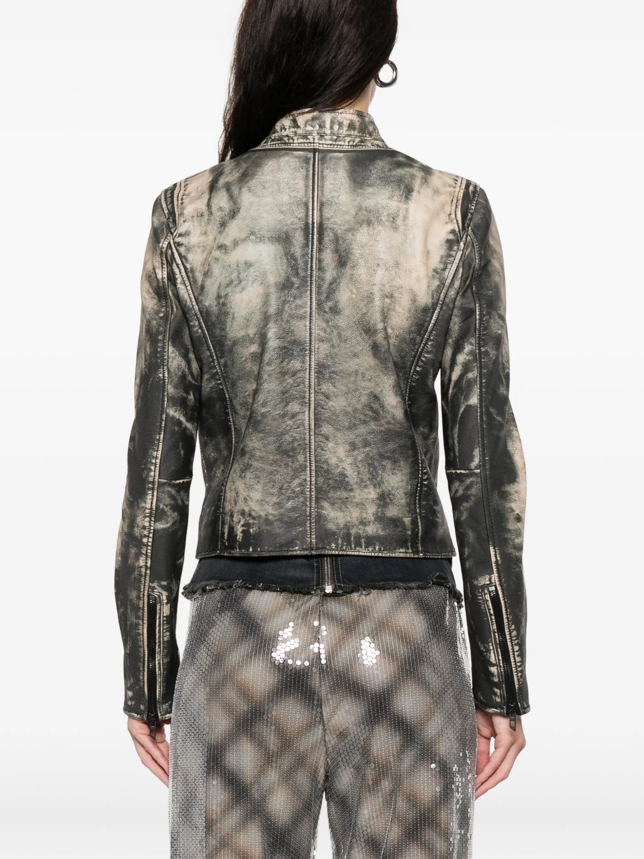 Diesel Diesel L-Uxure Zip-fastening Leather Jacket, view 2