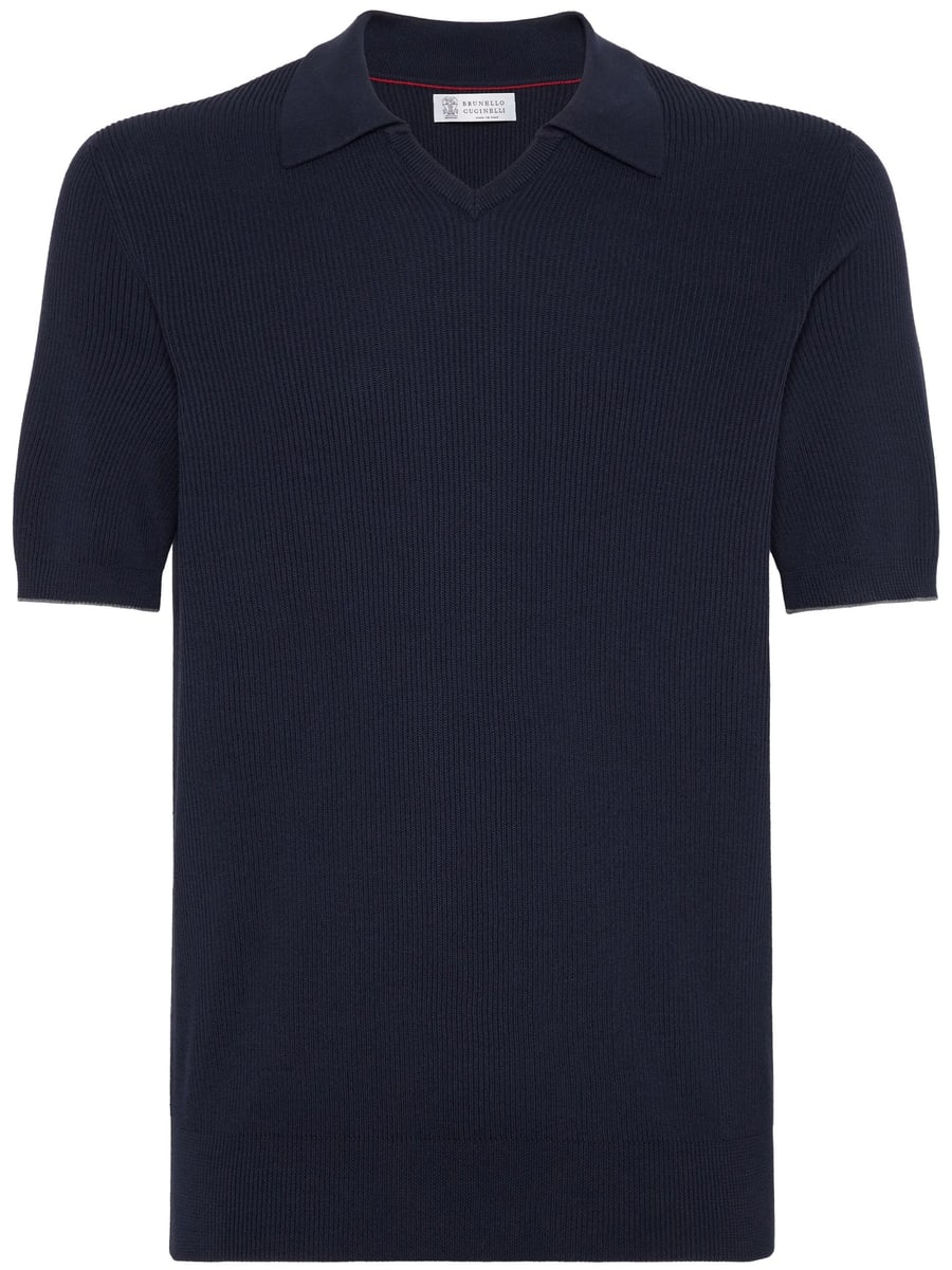 Brunello Cucinelli Brunello Cucinelli Cotton English Rib Knit Polo