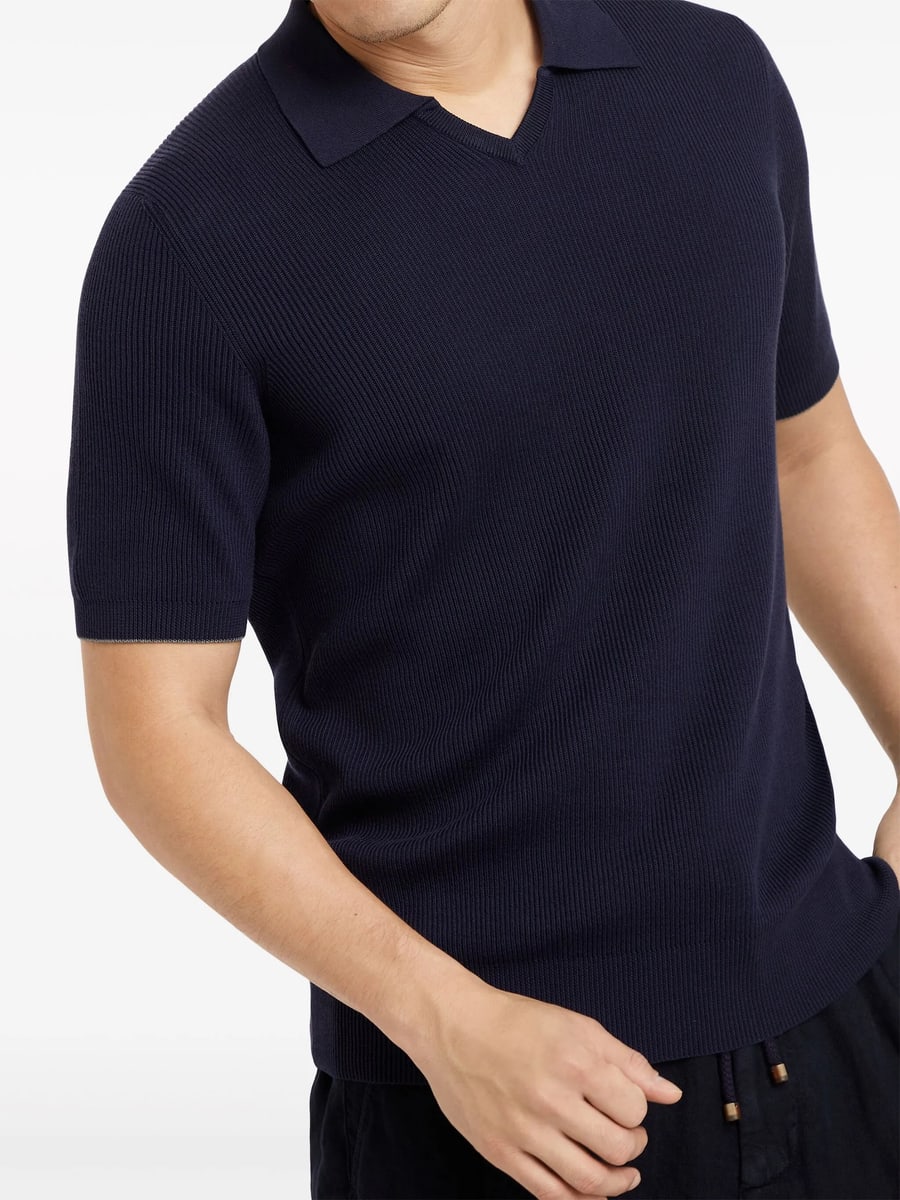 Brunello Cucinelli Brunello Cucinelli Cotton English Rib Knit Polo, view 3