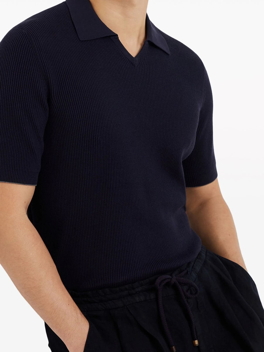 Brunello Cucinelli Brunello Cucinelli Cotton English Rib Knit Polo, view 5