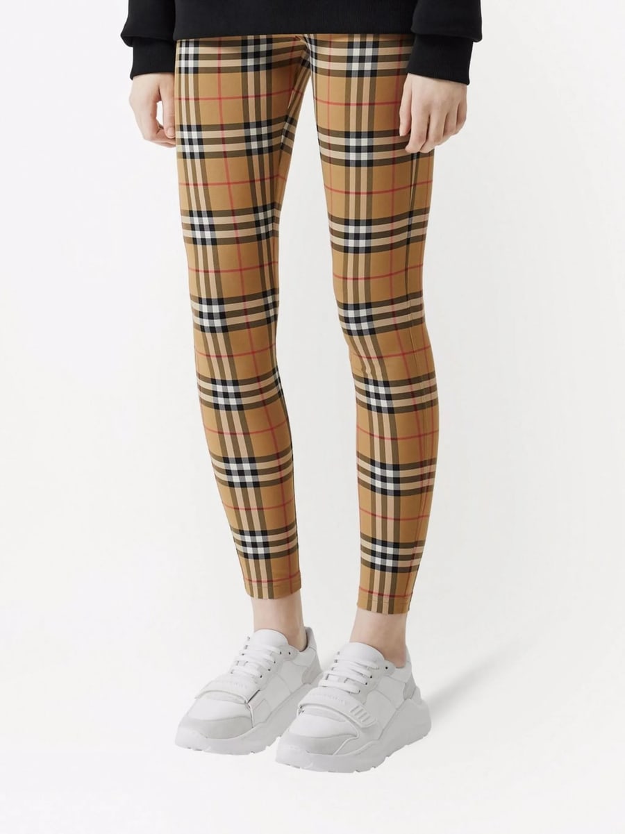 Burberry Burberry Check Stretch Jersey Leggings, view 5