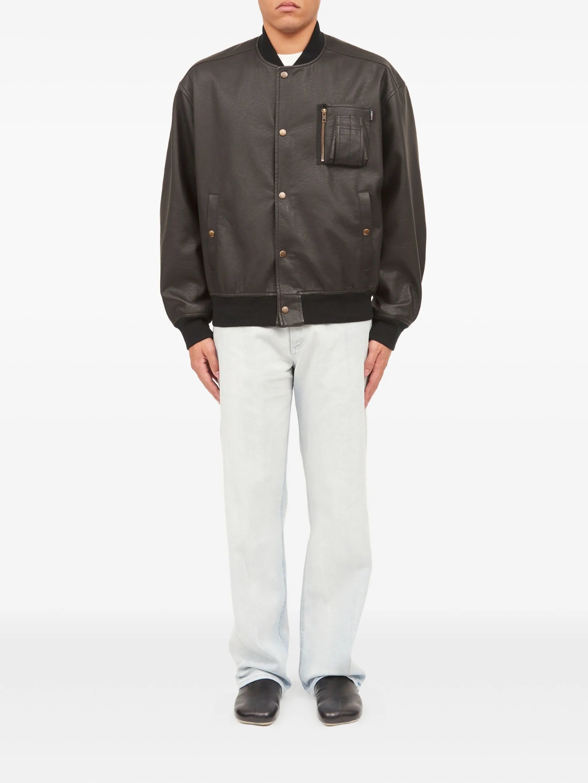 MM6 Maison Margiela Mm6 Maison Margiela Leather-effect Zip-pocket Bomber Jacket, view 2