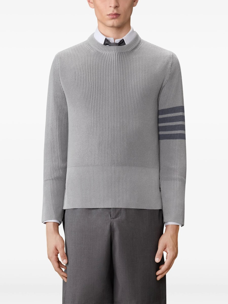 Thom Browne Thom Browne Cardigan Stitch 4-Bar Pullover, view 4