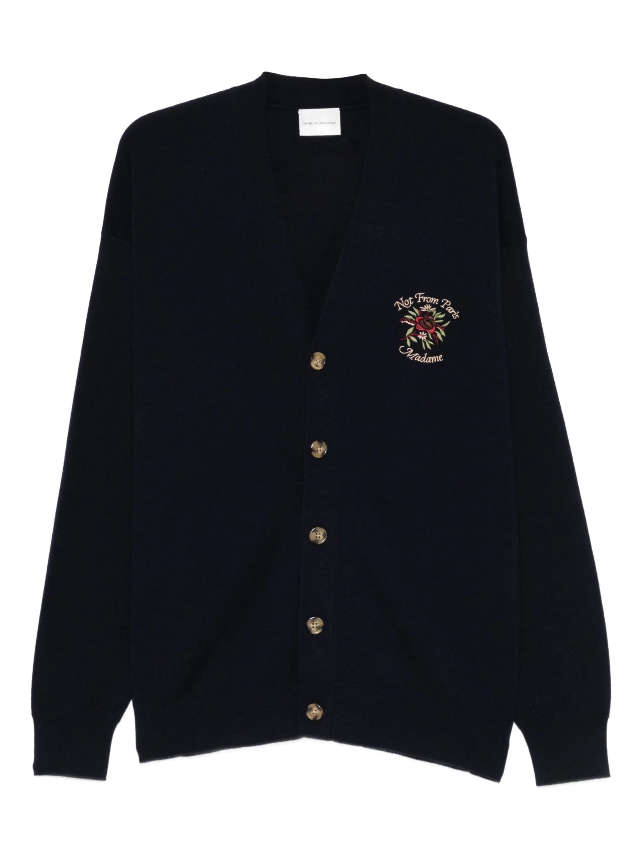Drole De Monsieur Drole De Monsieur Rose-embroidery Button-up Cardigan