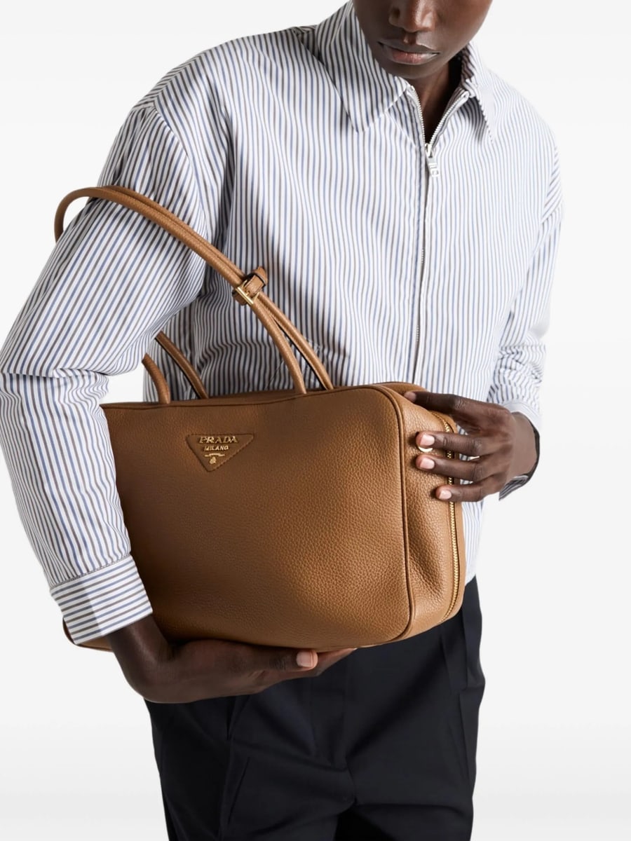 Prada Prada Large Leather Shoulder Bag, view 5